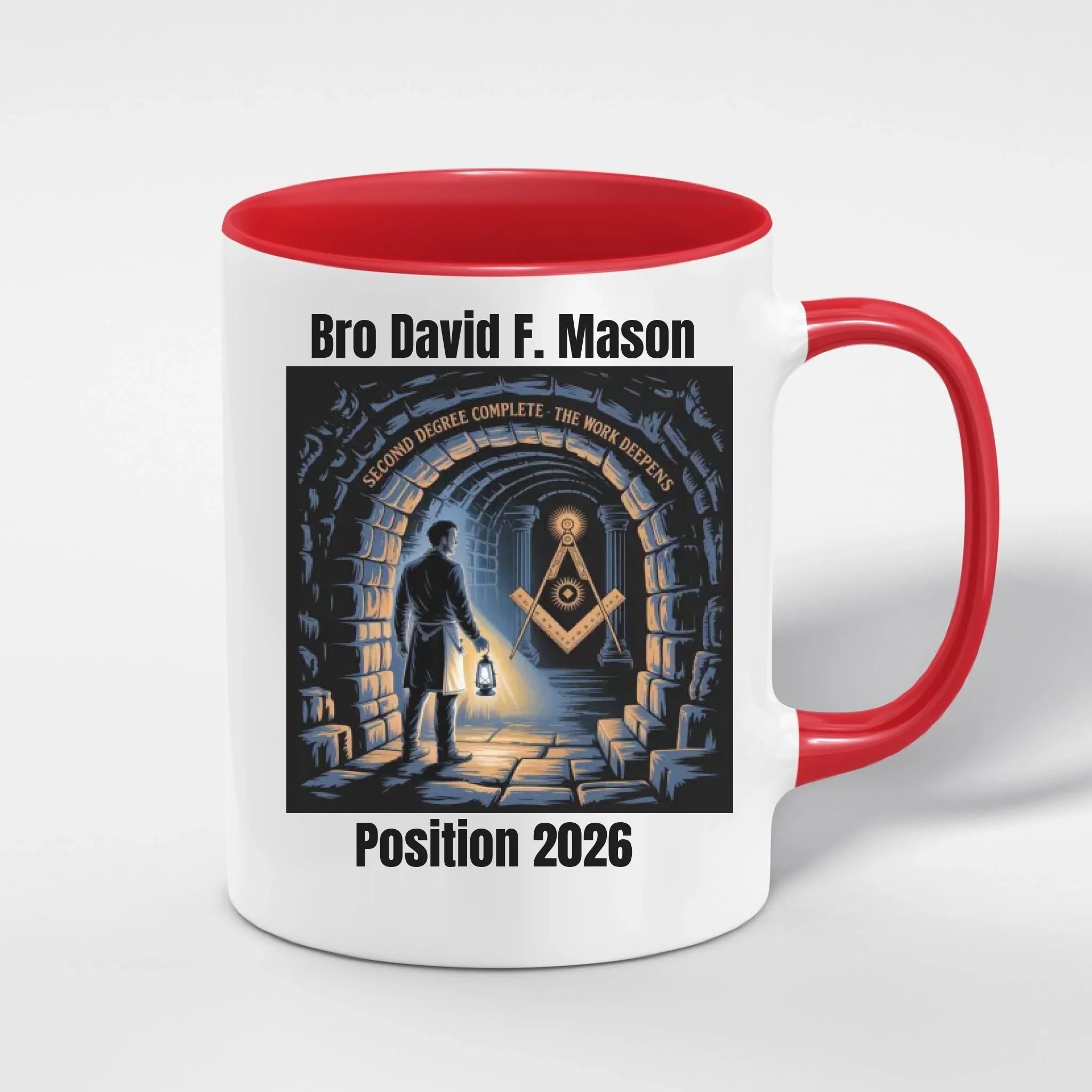 Personalised 11oz Accent Colour Craft Lodge Fellowcraft Second Degree Freemason Mug – Rank, Lodge Masonic Gift Store