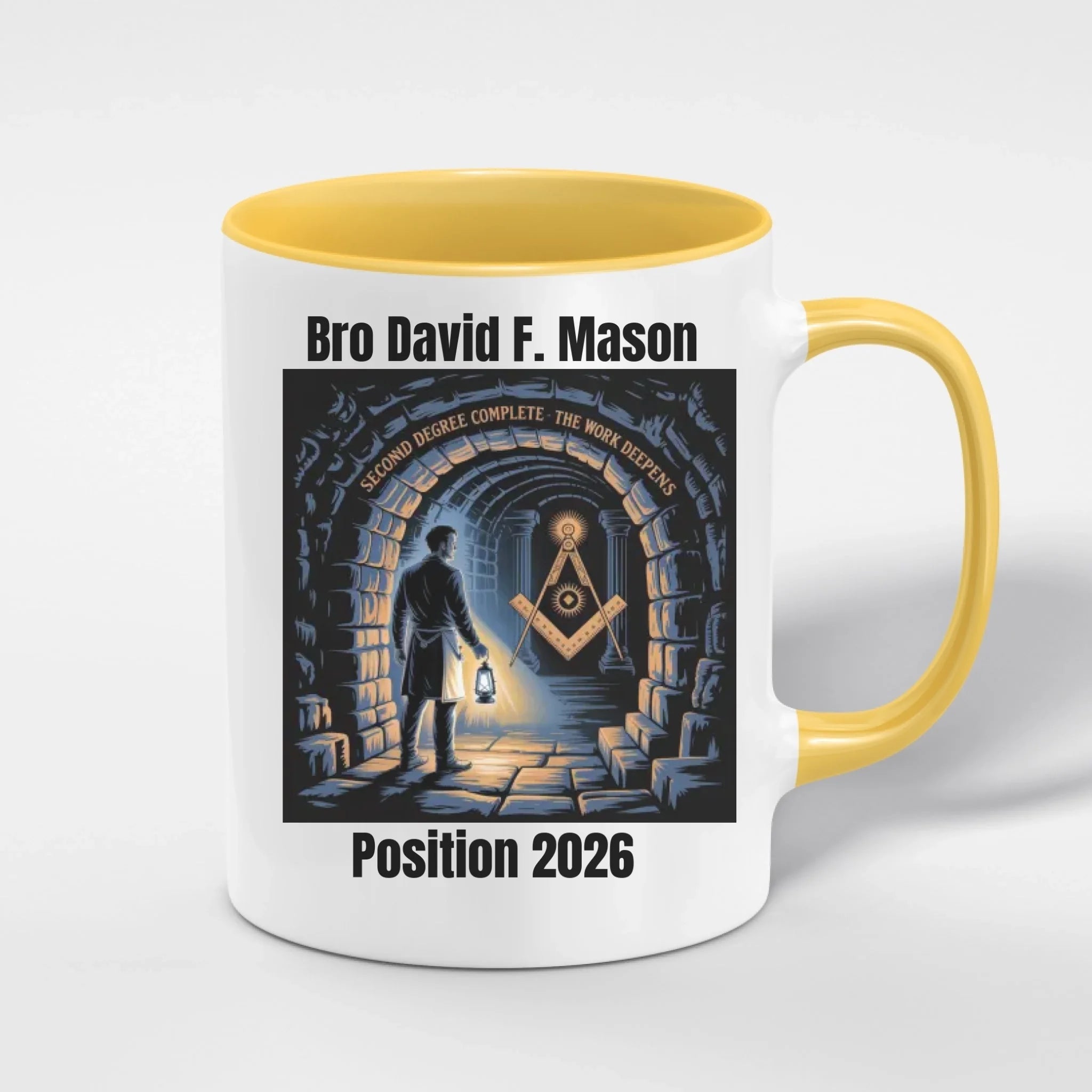 Personalised 11oz Accent Colour Craft Lodge Fellowcraft Second Degree Freemason Mug – Rank, Lodge Masonic Gift Store