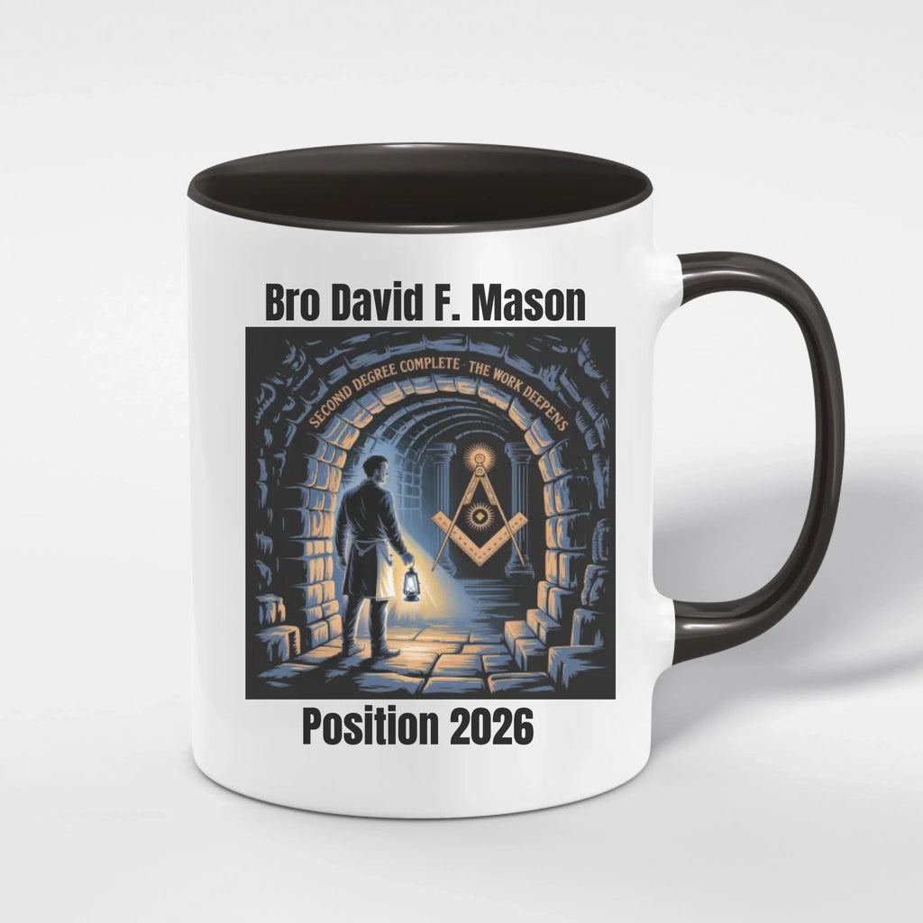 Personalised 11oz Accent Colour Craft Lodge Fellowcraft Second Degree Freemason Mug – Rank, Lodge Masonic Gift Store