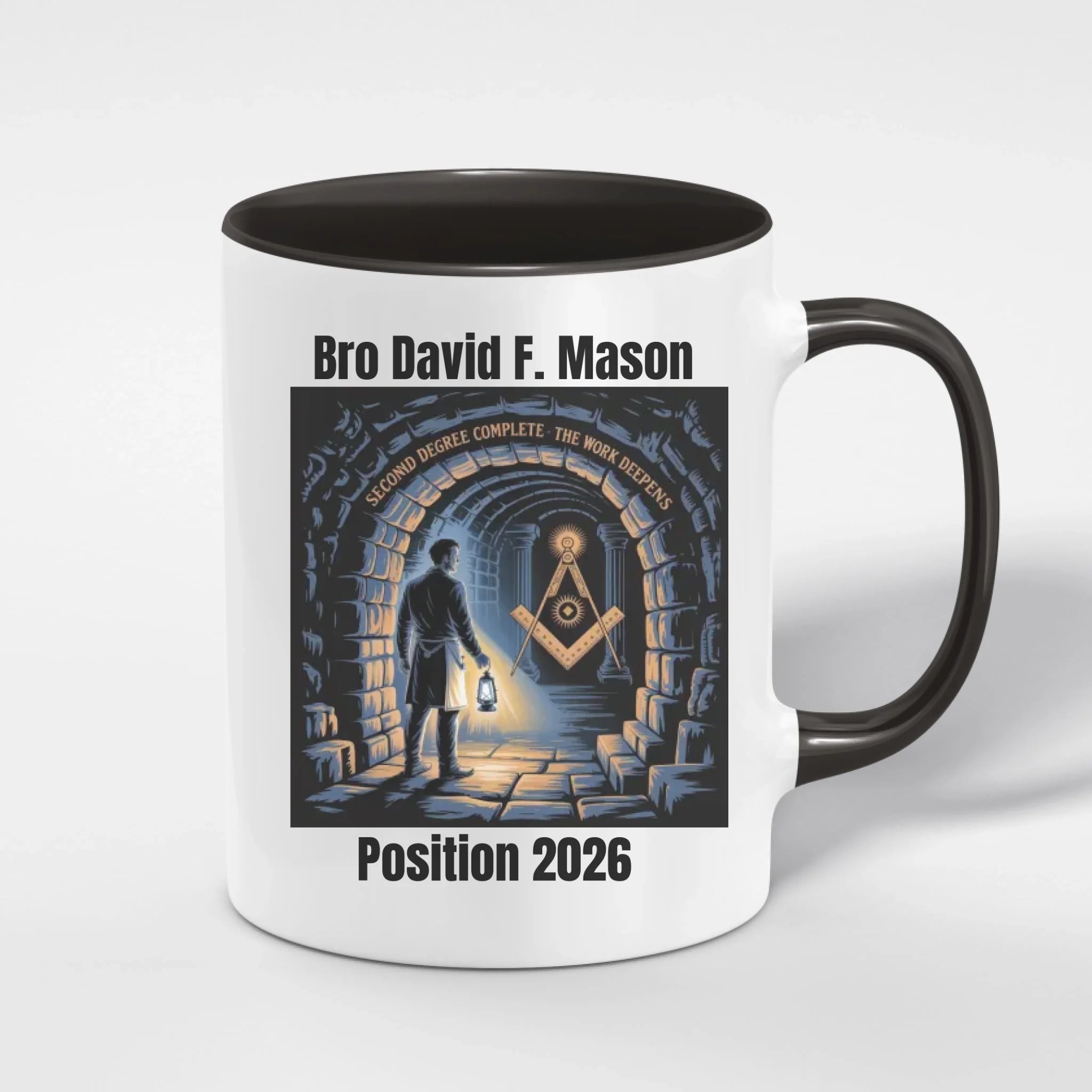 Personalised 11oz Accent Colour Craft Lodge Fellowcraft Second Degree Freemason Mug – Rank, Lodge Masonic Gift Store