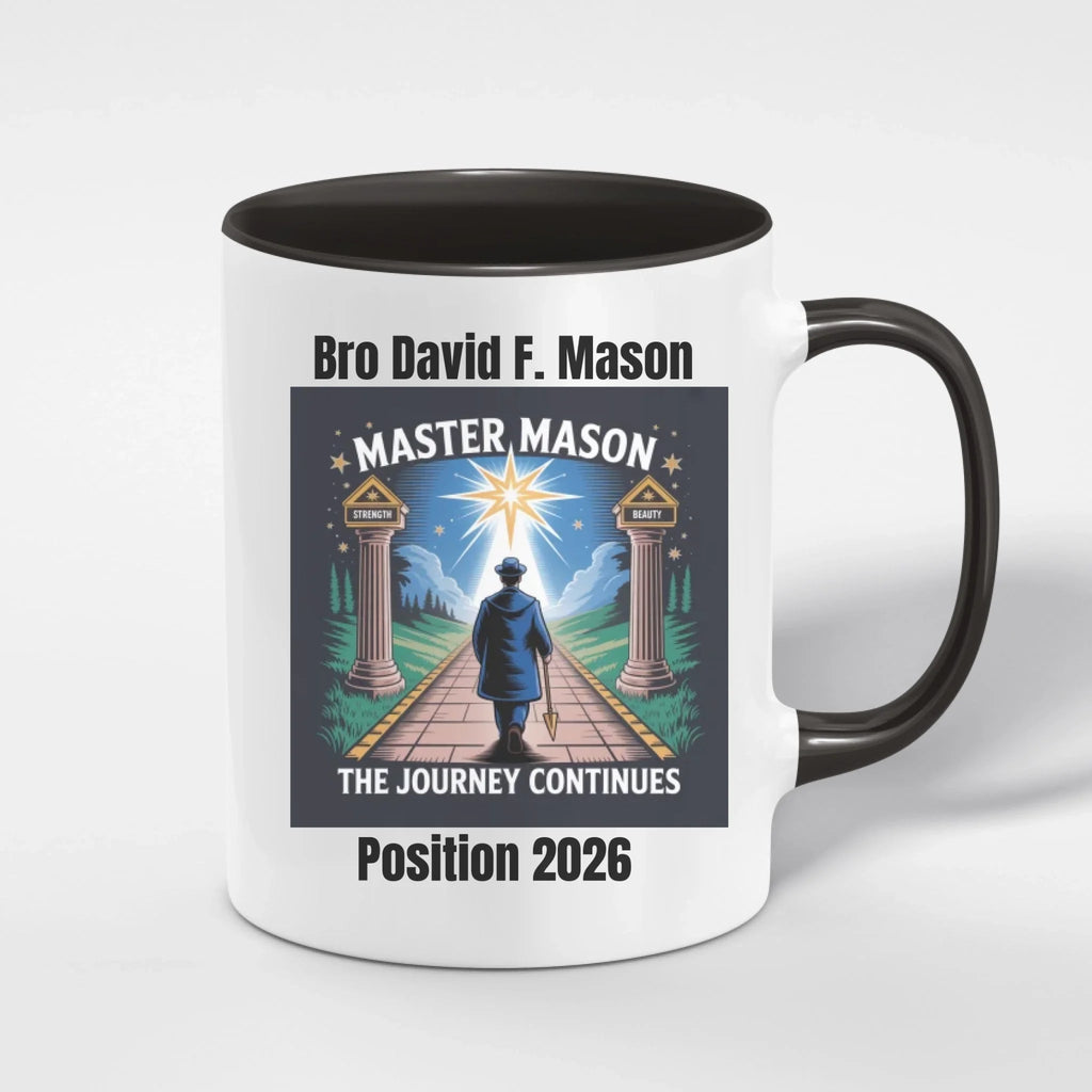Personalised 11oz Accent Colour Craft Lodge Master Mason Third Degree Freemason Mug – Rank, Lodge Masonic Gift Store