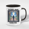 Personalised 11oz Accent Colour Craft Lodge Master Mason Third Degree Freemason Mug – Rank, Lodge Masonic Gift Store