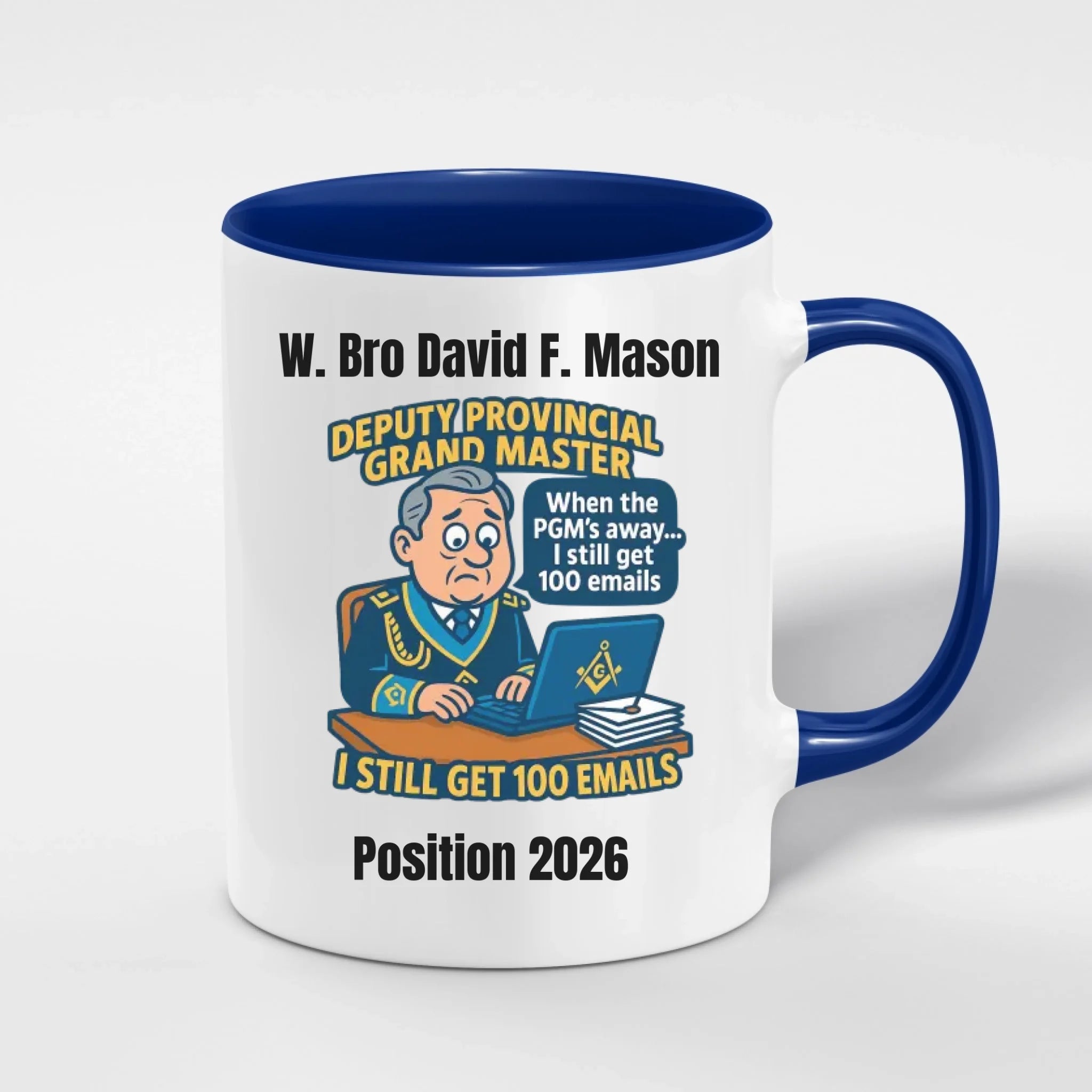 Personalised 11oz Accent Colour Craft Provincial Officer Freemason Mug – Rank, Lodge Masonic Gift Store