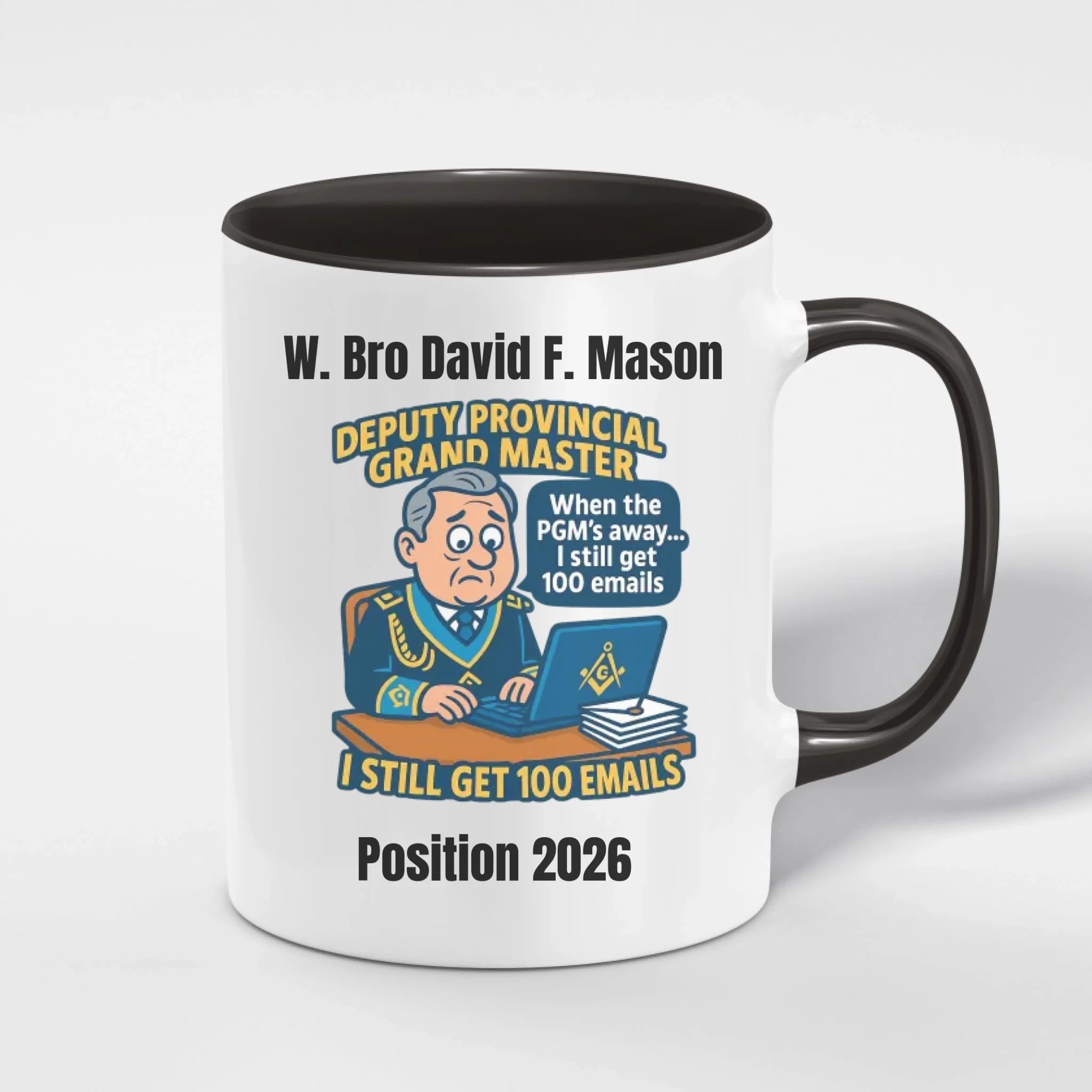 Personalised 11oz Accent Colour Craft Provincial Officer Freemason Mug – Rank, Lodge Masonic Gift Store