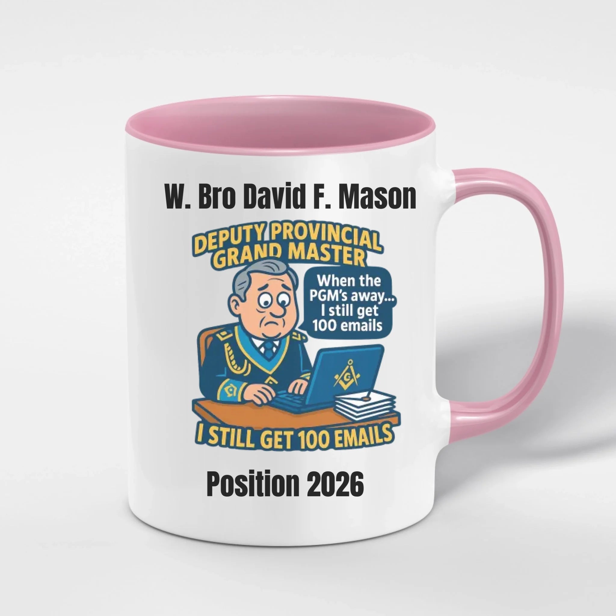 Personalised 11oz Accent Colour Craft Provincial Officer Freemason Mug – Rank, Lodge Masonic Gift Store