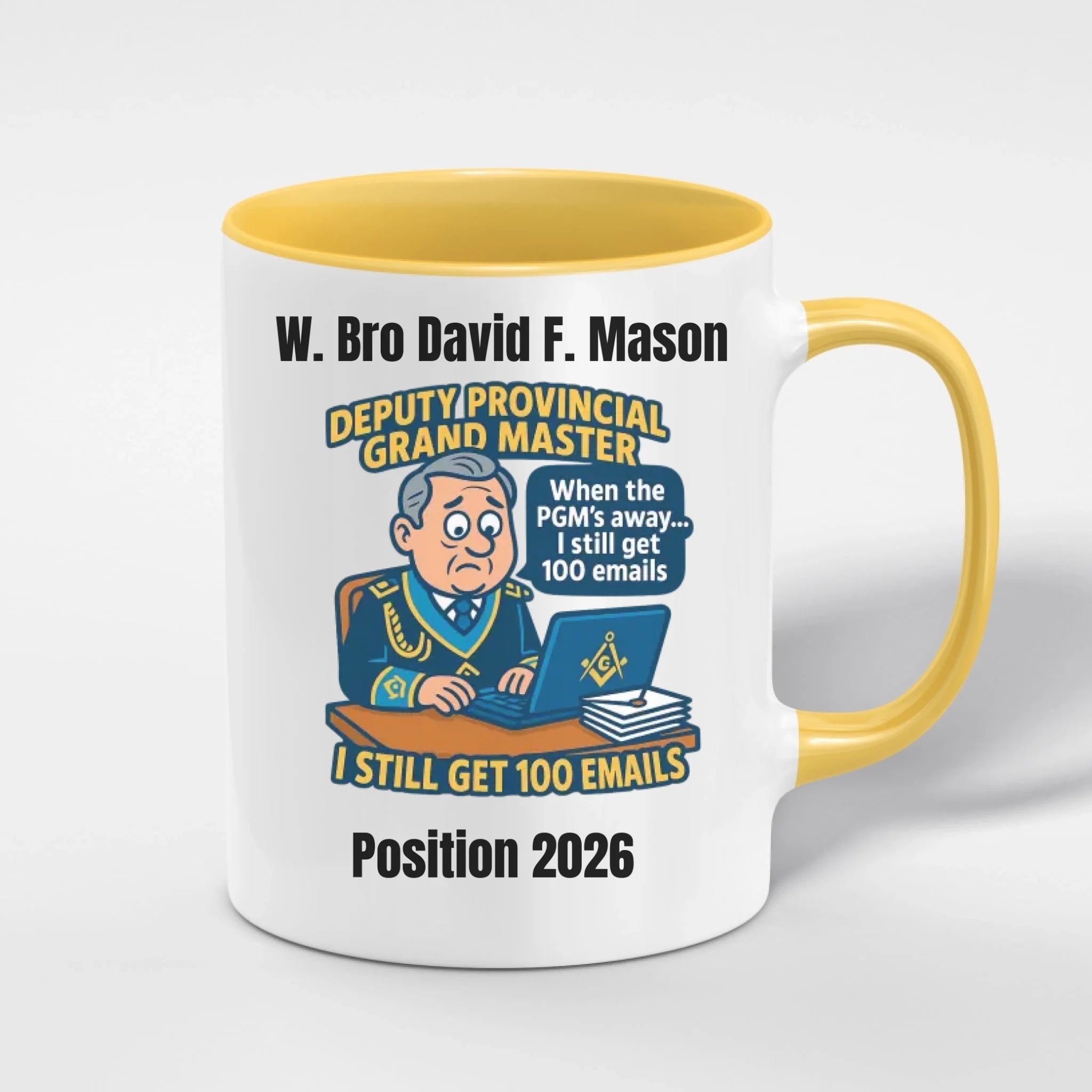 Personalised 11oz Accent Colour Craft Provincial Officer Freemason Mug – Rank, Lodge Masonic Gift Store