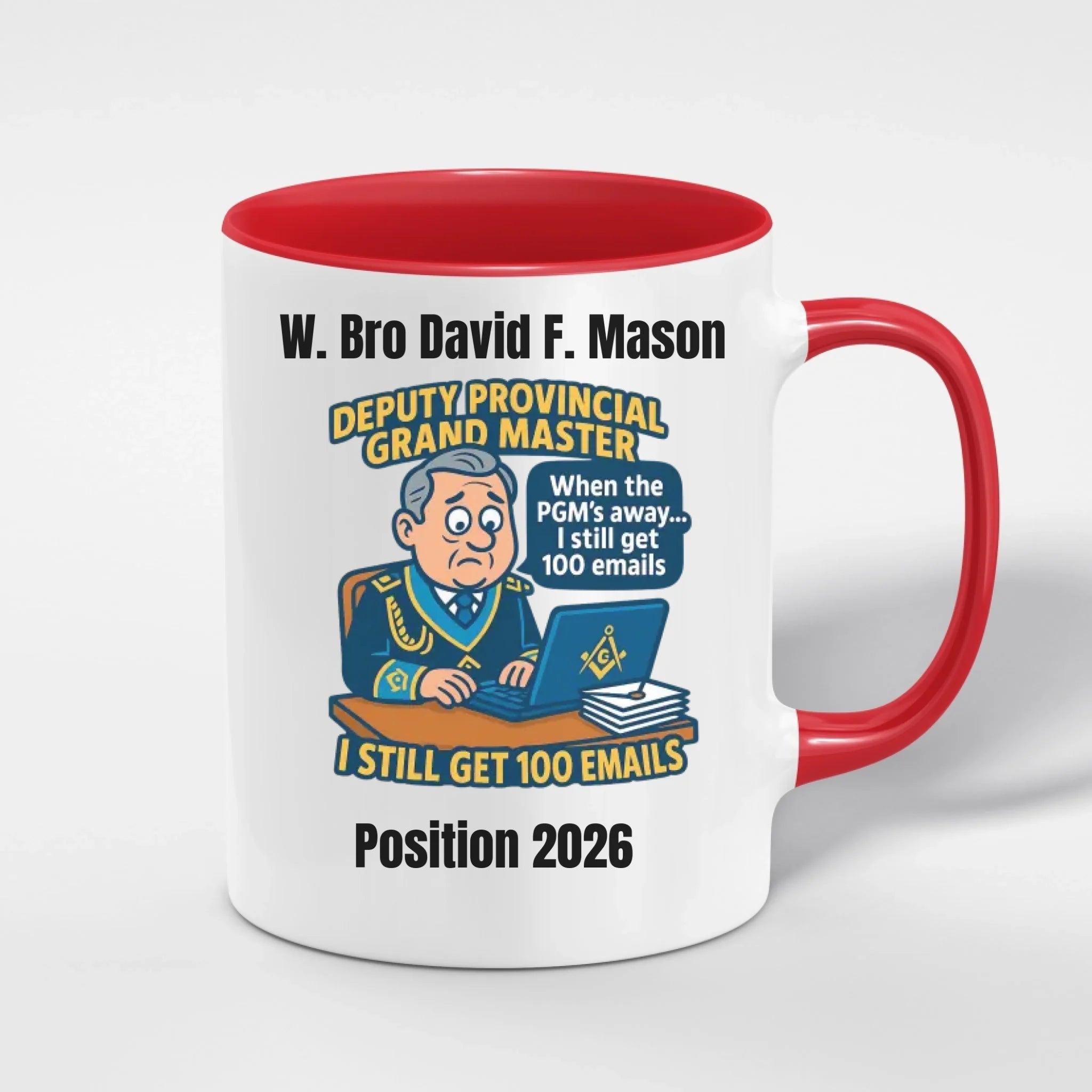 Personalised 11oz Accent Colour Craft Provincial Officer Freemason Mug – Rank, Lodge Masonic Gift Store