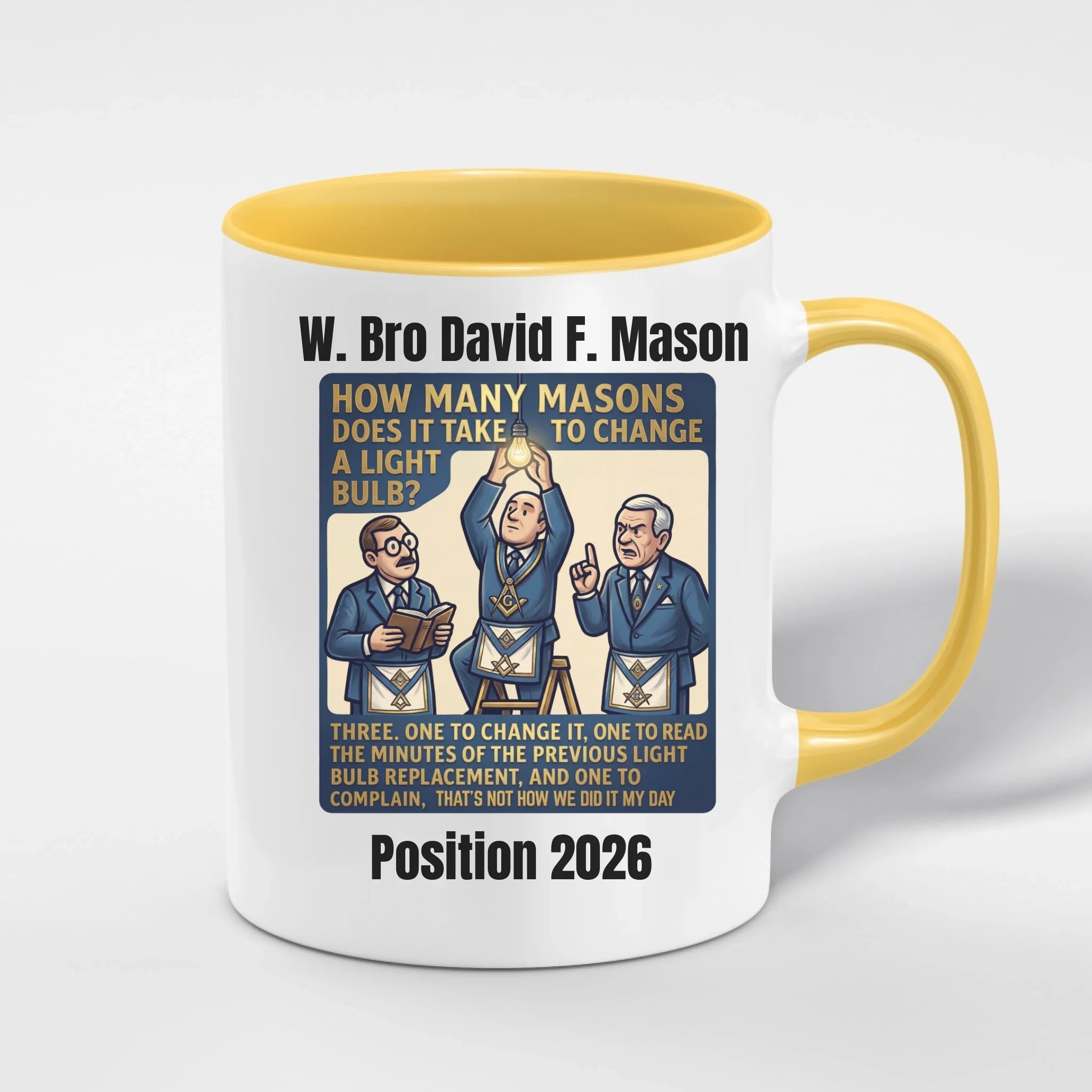Personalised 11oz Accent Colour Craft Memes and Slogans Freemason Mug – Rank, Lodge Masonic Gift Store