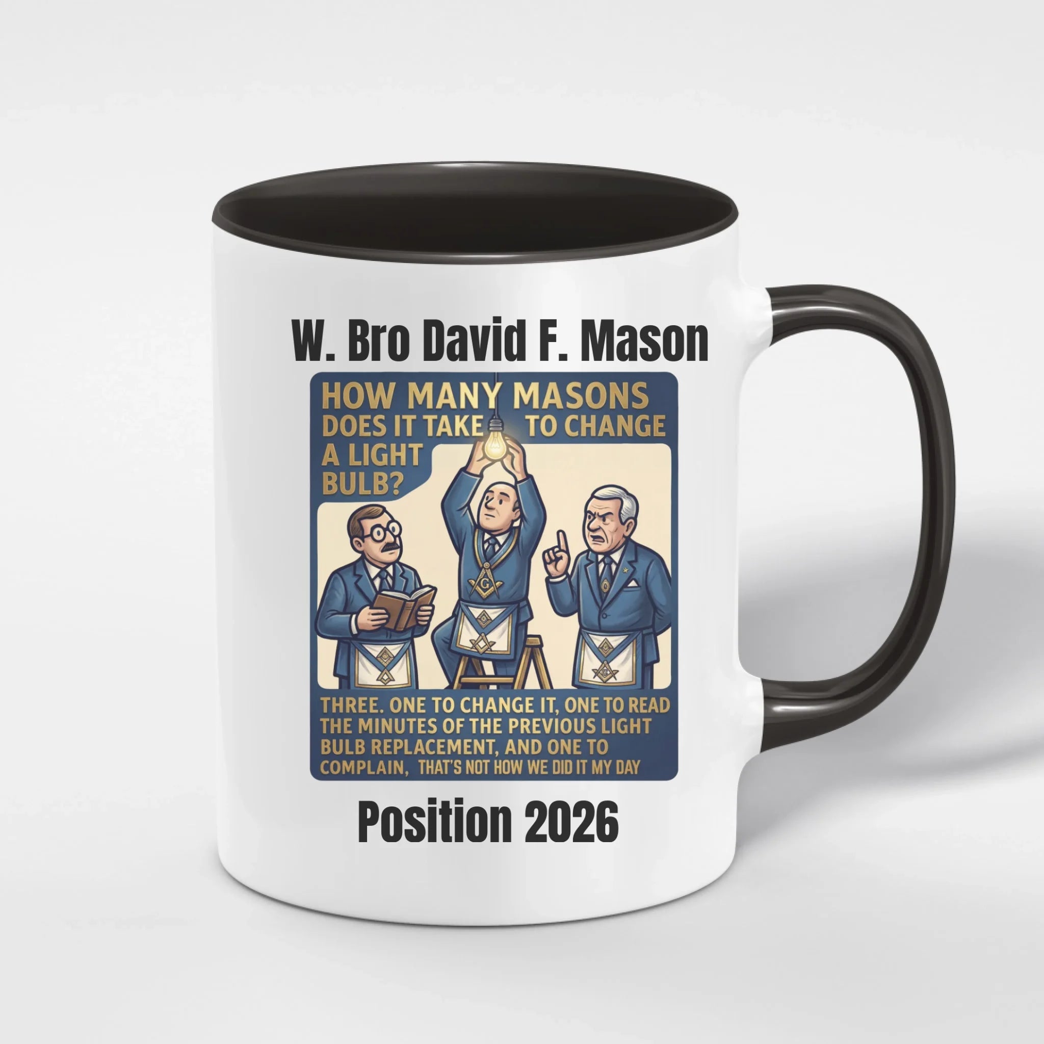 Personalised 11oz Accent Colour Craft Memes and Slogans Freemason Mug – Rank, Lodge Masonic Gift Store