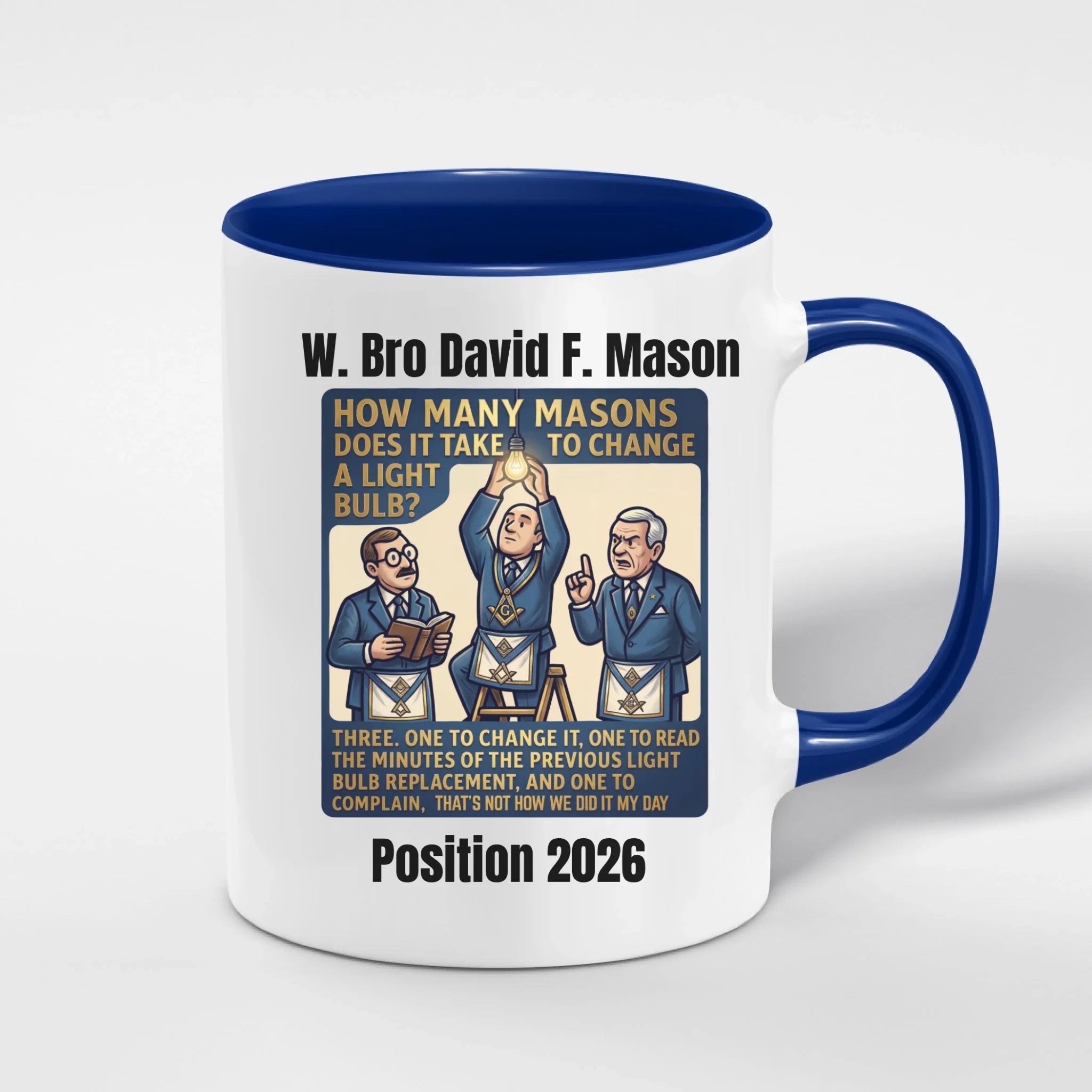 Personalised 11oz Accent Colour Craft Memes and Slogans Freemason Mug – Rank, Lodge Masonic Gift Store