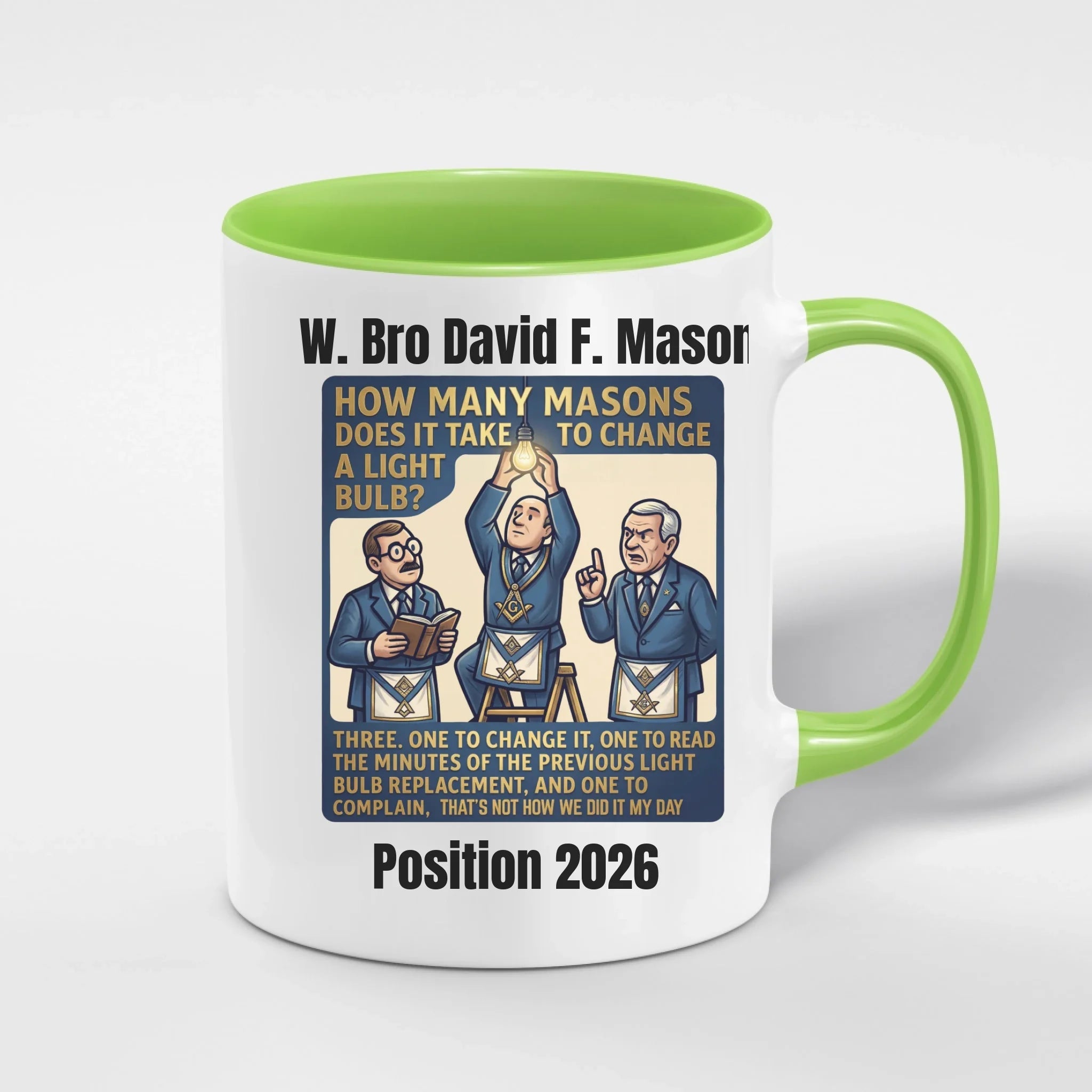 Personalised 11oz Accent Colour Craft Memes and Slogans Freemason Mug – Rank, Lodge Masonic Gift Store