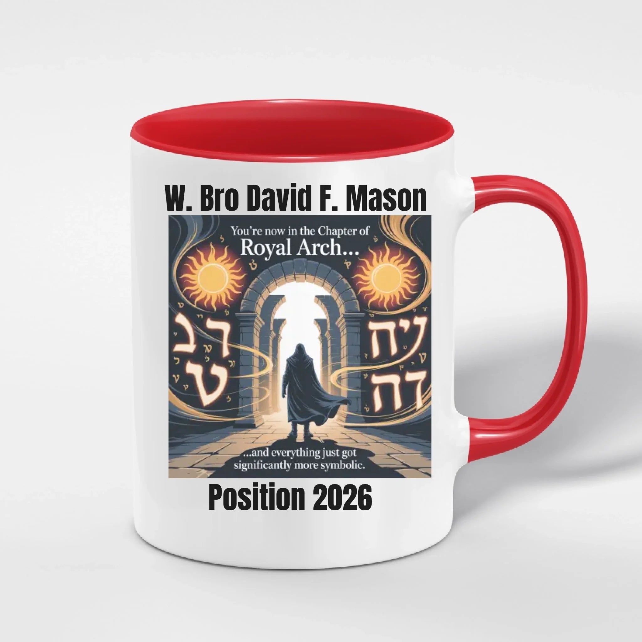 Personalised 11oz Accent Colour Royal Arch  Freemason Mug – Rank, Lodge Masonic Gift Store