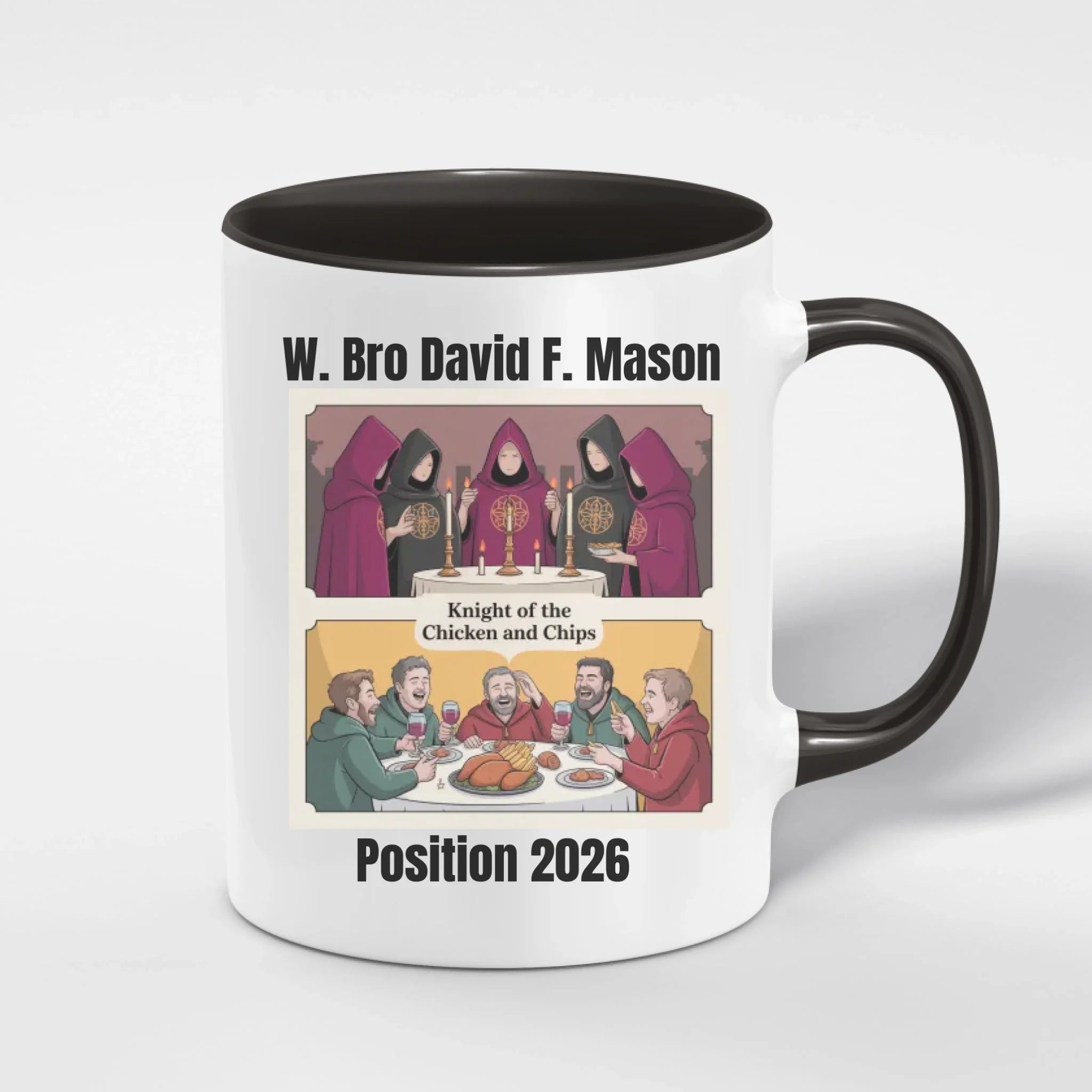 Personalised 11oz Accent Colour Rose Croix Freemason Mug – Rank, Lodge Masonic Gift Store