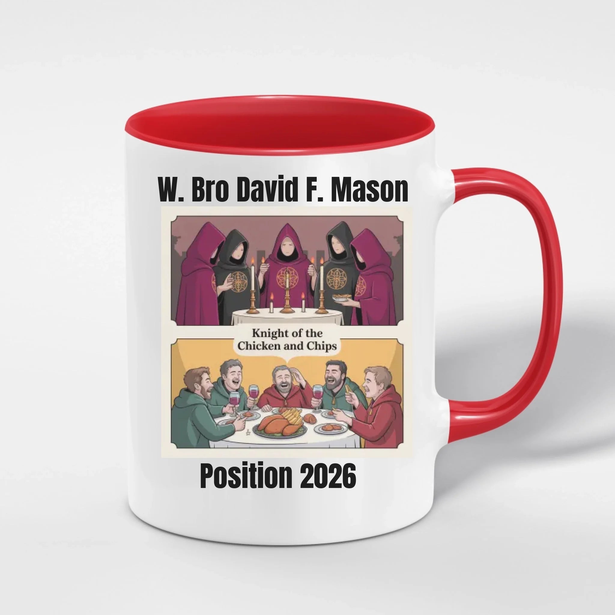 Personalised 11oz Accent Colour Rose Croix Freemason Mug – Rank, Lodge Masonic Gift Store