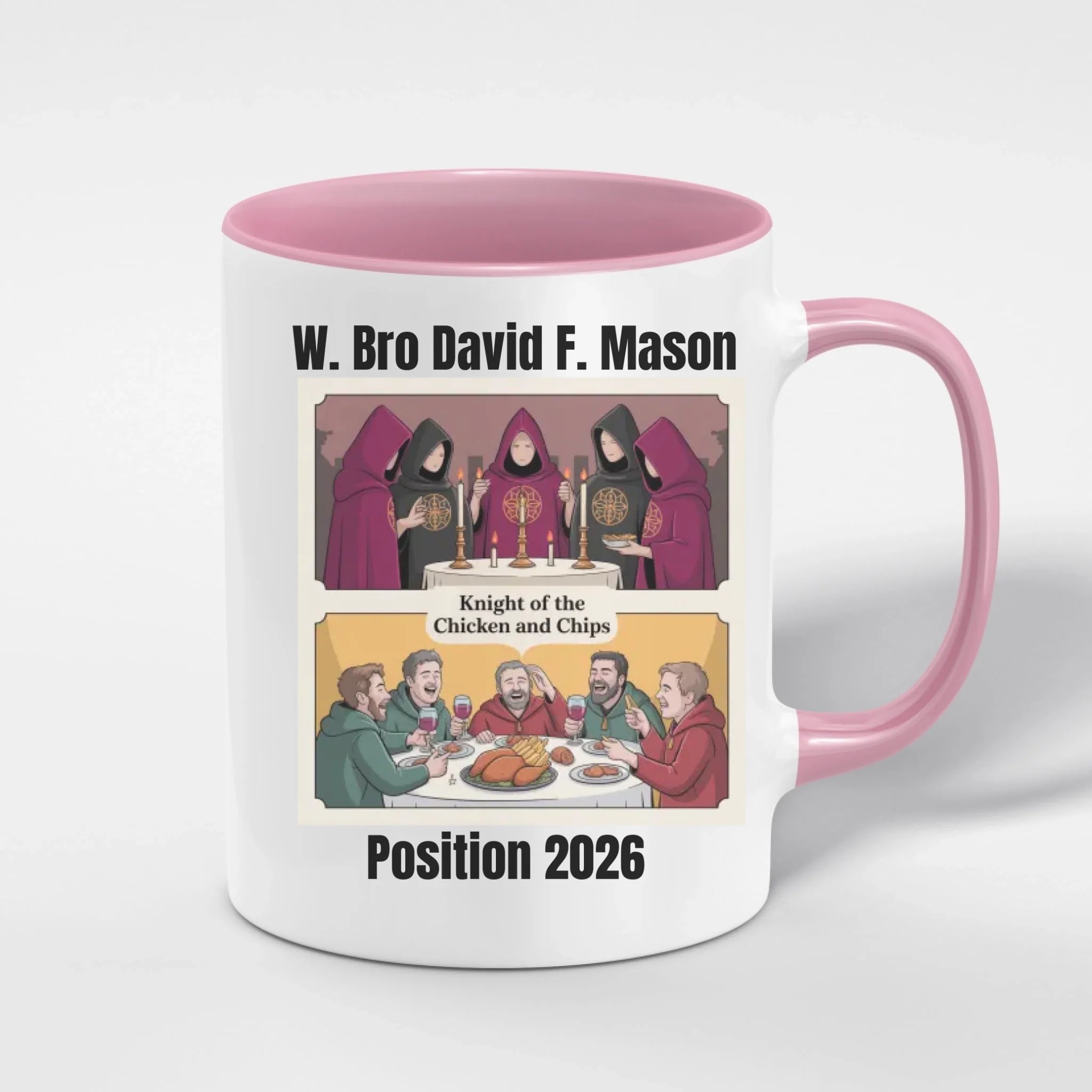 Personalised 11oz Accent Colour Rose Croix Freemason Mug – Rank, Lodge Masonic Gift Store