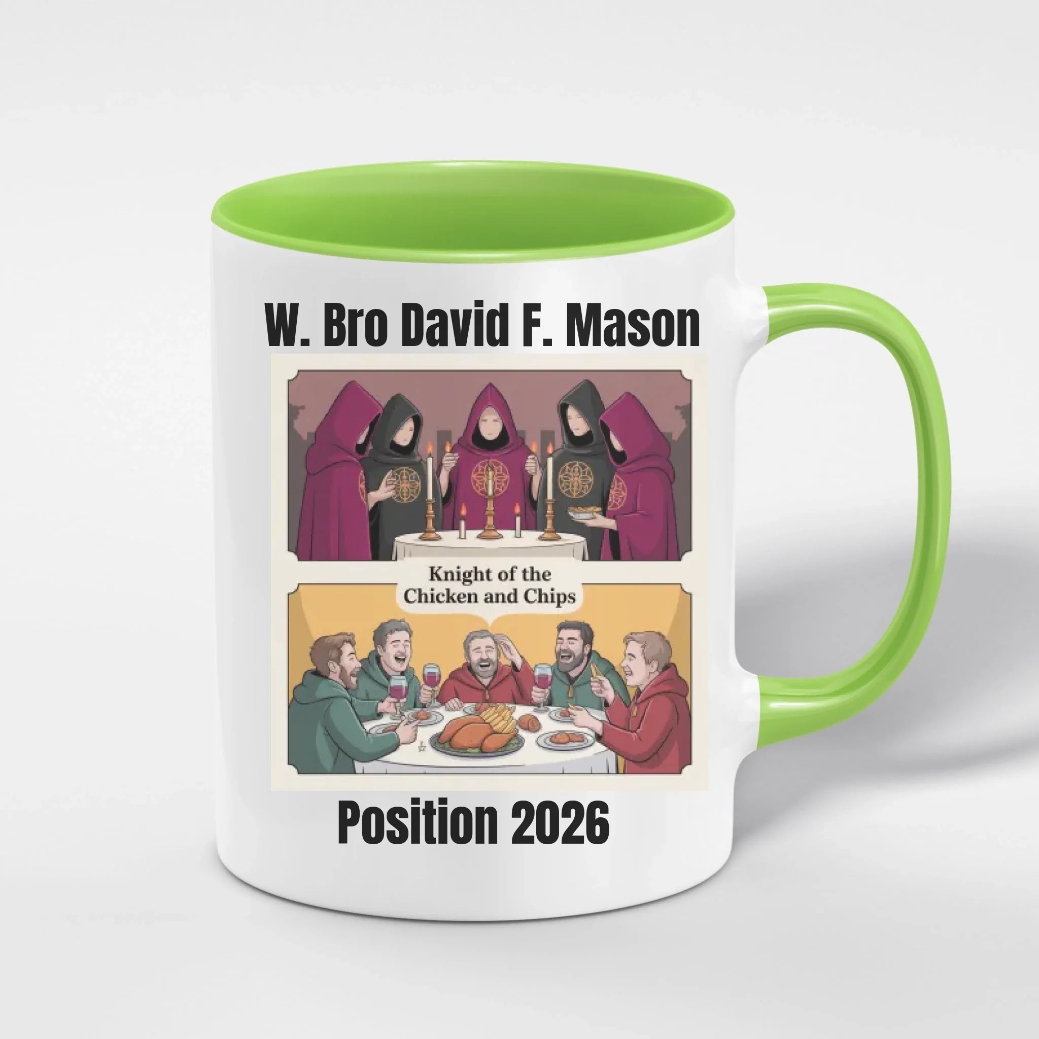 Personalised 11oz Accent Colour Rose Croix Freemason Mug – Rank, Lodge Masonic Gift Store