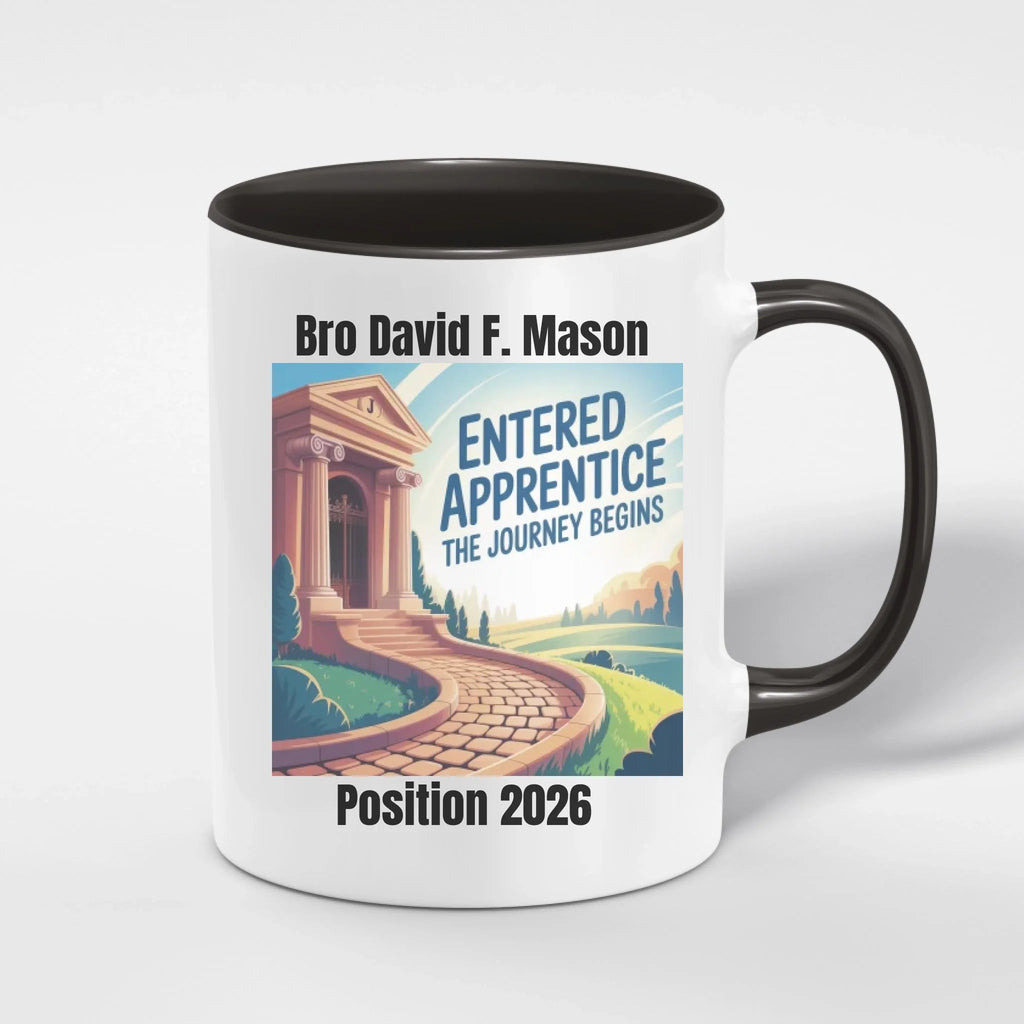 Personalised 11oz Accent Colour Craft Lodge Entered Apprentice Freemason Mug – Rank, Lodge Masonic Gift Store
