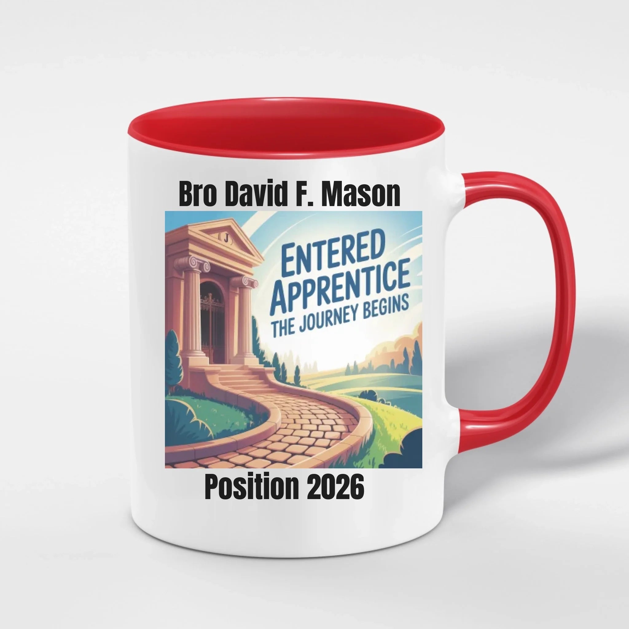 Personalised 11oz Accent Colour Craft Lodge Entered Apprentice Freemason Mug – Rank, Lodge Masonic Gift Store