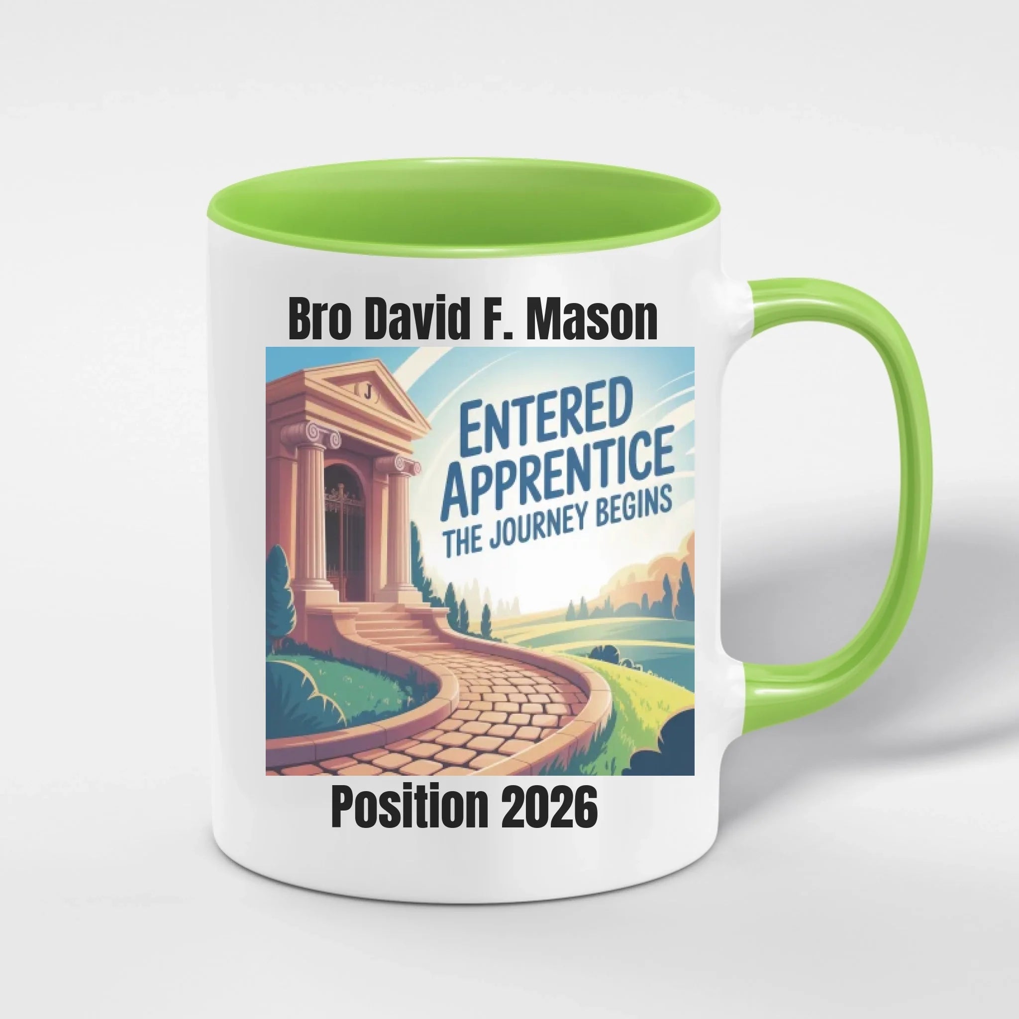 Personalised 11oz Accent Colour Craft Lodge Entered Apprentice Freemason Mug – Rank, Lodge Masonic Gift Store