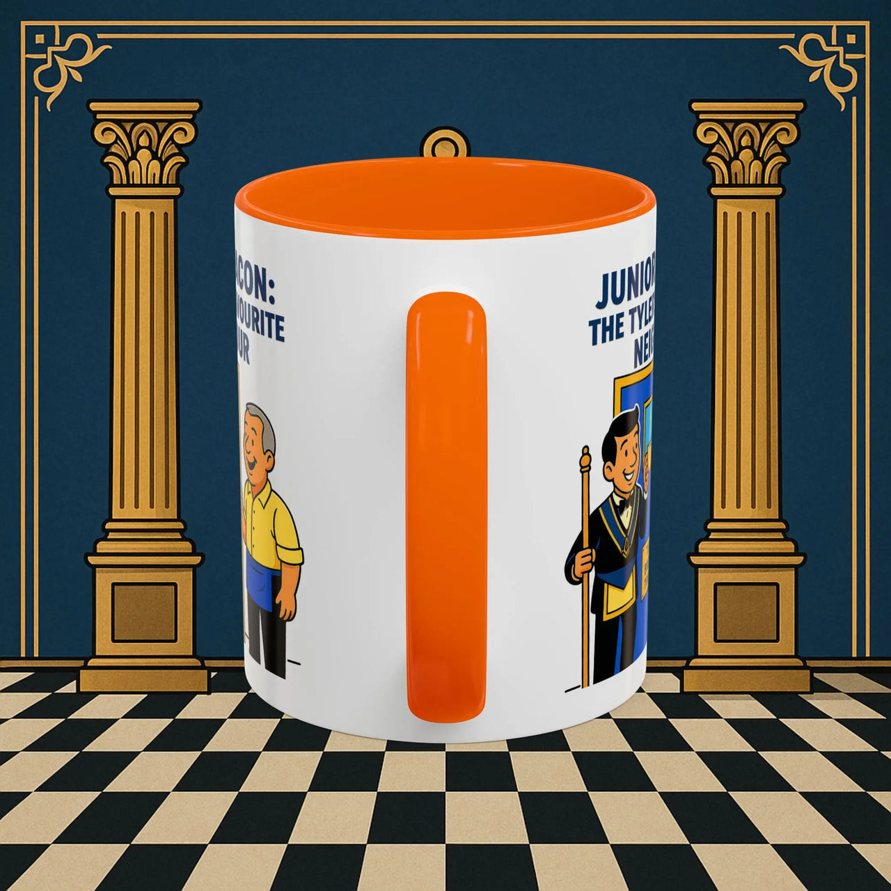 Masonic Mugs - Junior Deacon: Tea Break Truce, Masonic Brotherhood Cartoon, Junior Deacon Printify
