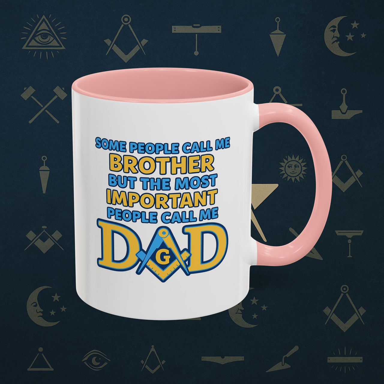Masonic Mugs Ready to Go – Brother and Dad (Accent Coloured 11oz Mug) Printify