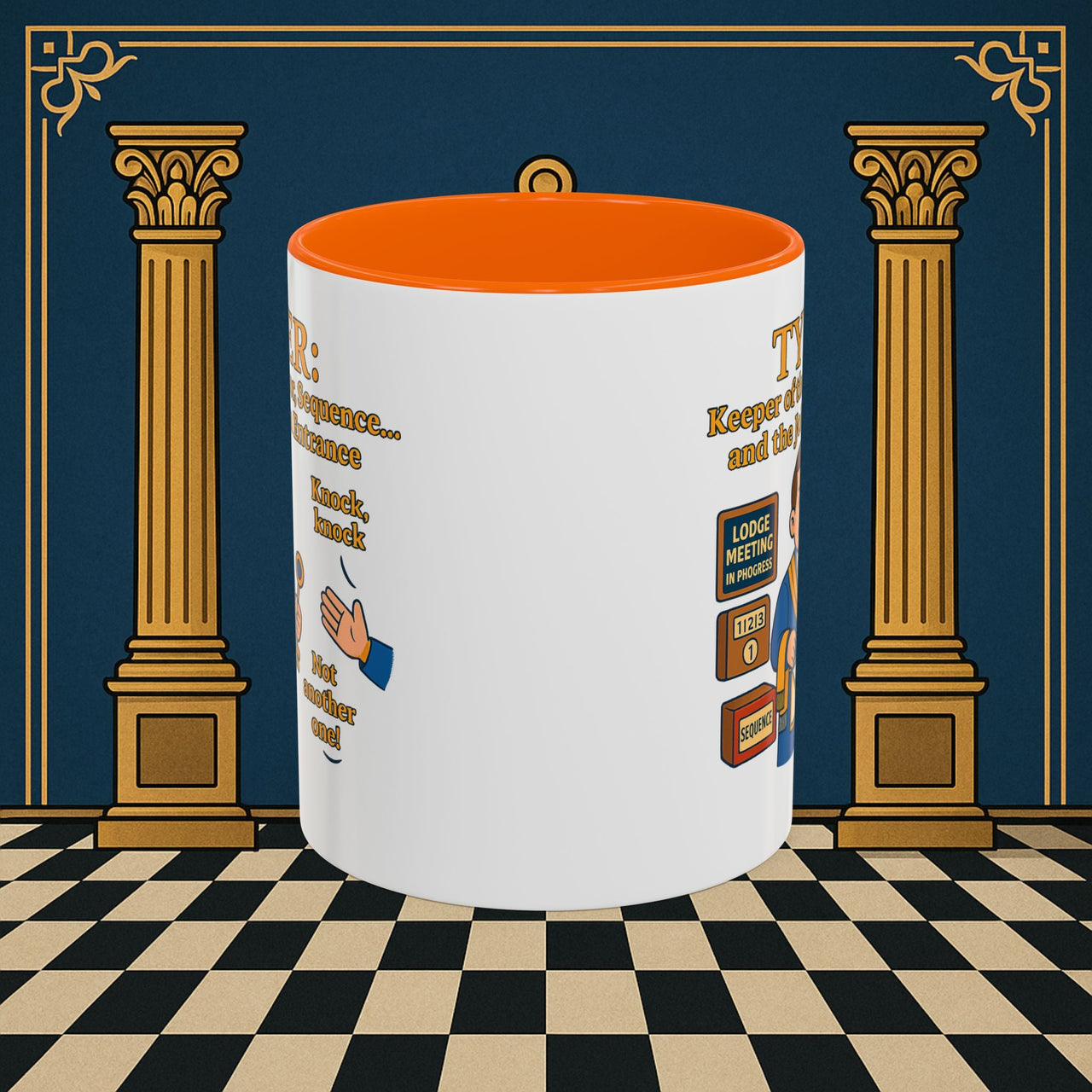 Masonic Mugs - Tyler's Doorway Dilemma - Tyler Printify