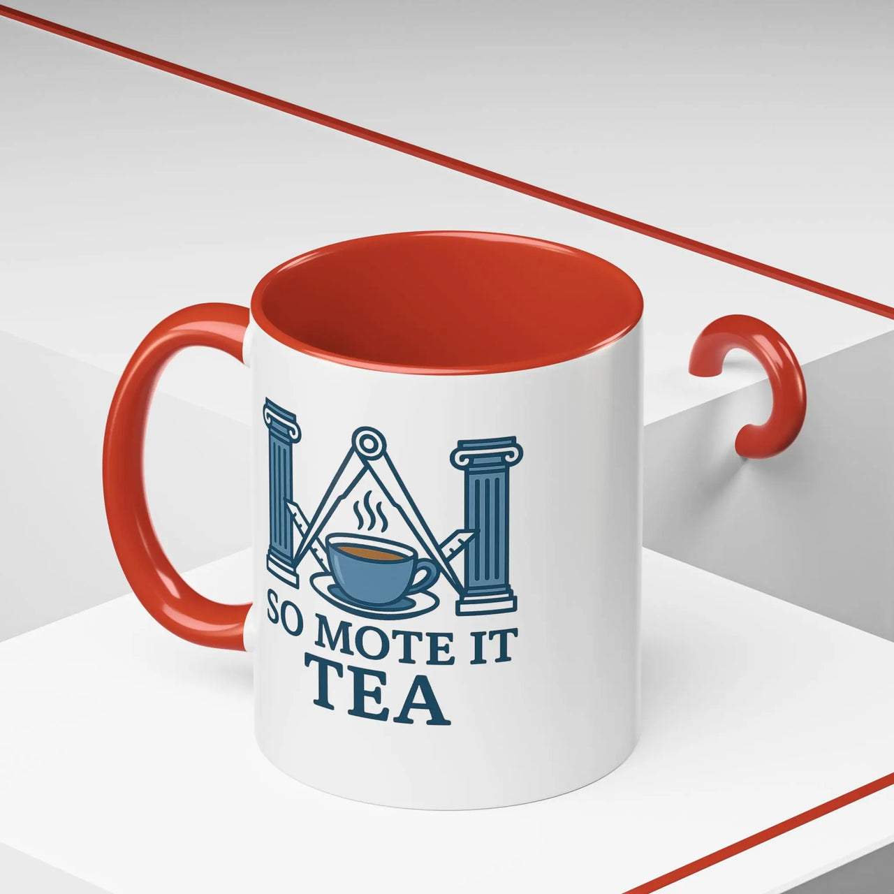 Masonic Mugs Ready to Go – So Mote It Tea (Accent Coloured 11oz Mug) Printify