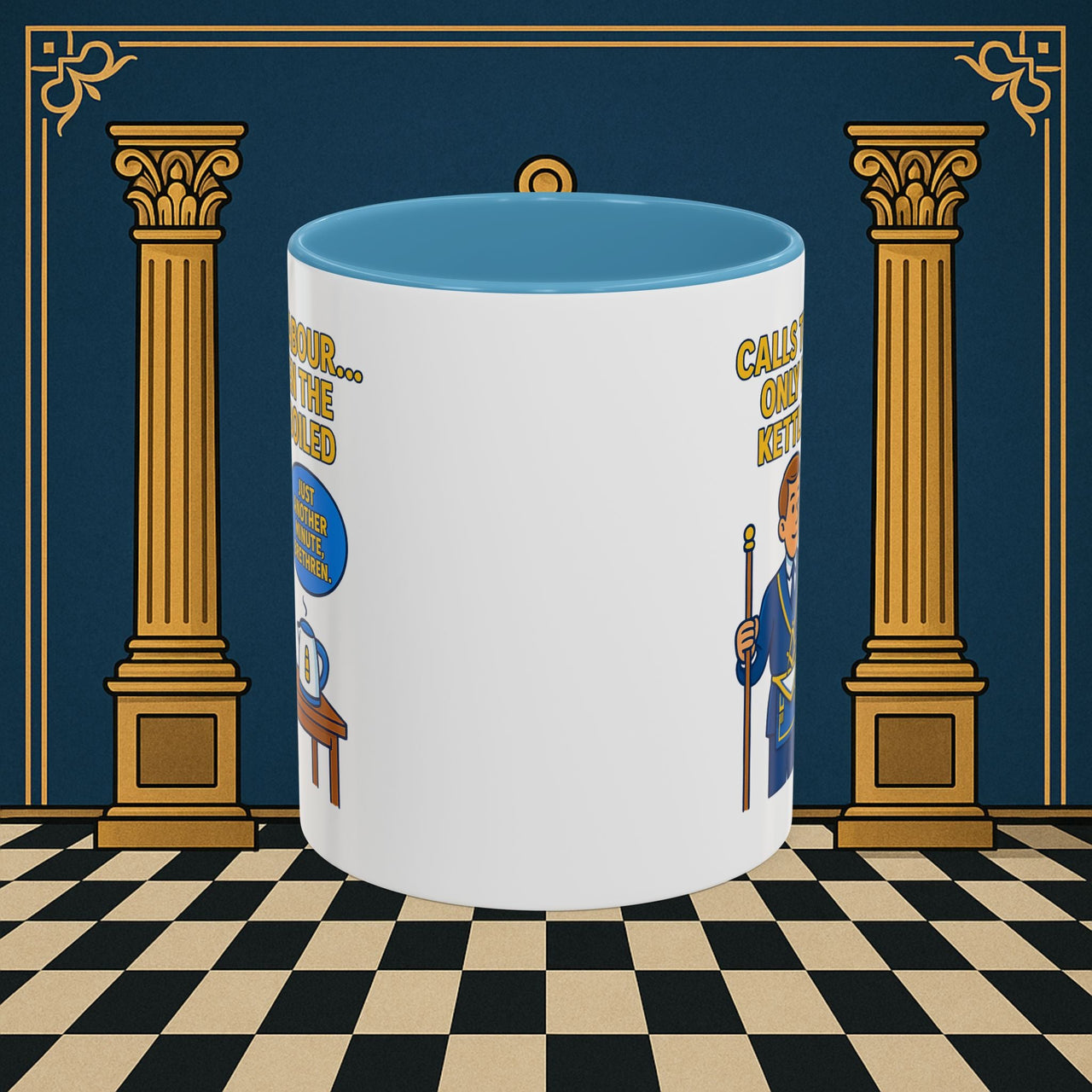 Masonic Mugs - Masonic Tea Break: Fraternal Humor in Comic Book Style, Junior Warden Printify