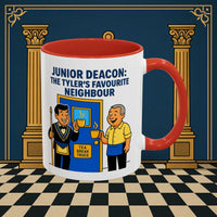 Masonic Mugs - Junior Deacon: Tea Break Truce, Masonic Brotherhood Cartoon, Junior Deacon Printify