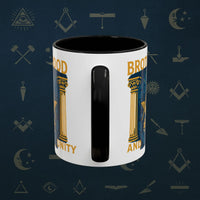 Masonic Mugs Ready to Go – Brotherhood and Unity (Accent Coloured 11oz Mug) Printify