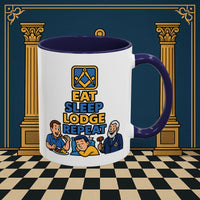 Masonic Mugs Ready to Go – Eat Sleep Lodge Repeat (Accent Coloured 11oz Mug) Printify