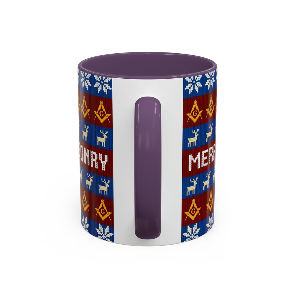 Masonry Merry Coffee Mug — Festive Freemason Holiday Ugly Sweater Design Printify