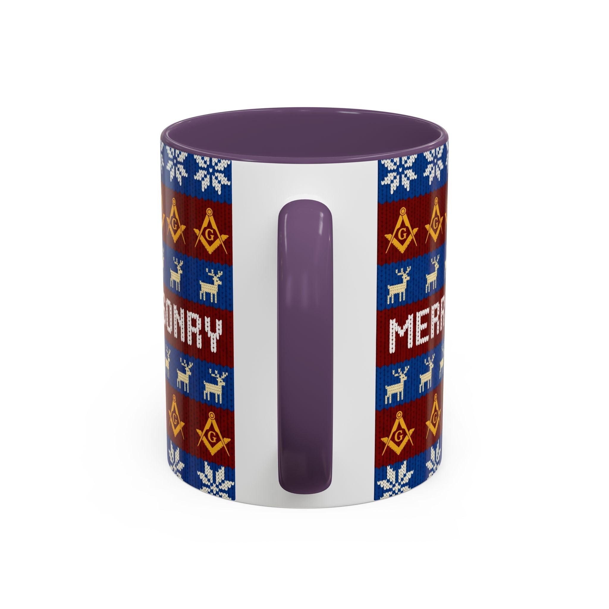 Masonry Merry Coffee Mug — Festive Freemason Holiday Ugly Sweater Design Printify