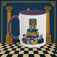 Masonic Mugs Ready to Go – Eat Sleep Lodge Repeat (Accent Coloured 11oz Mug) Printify
