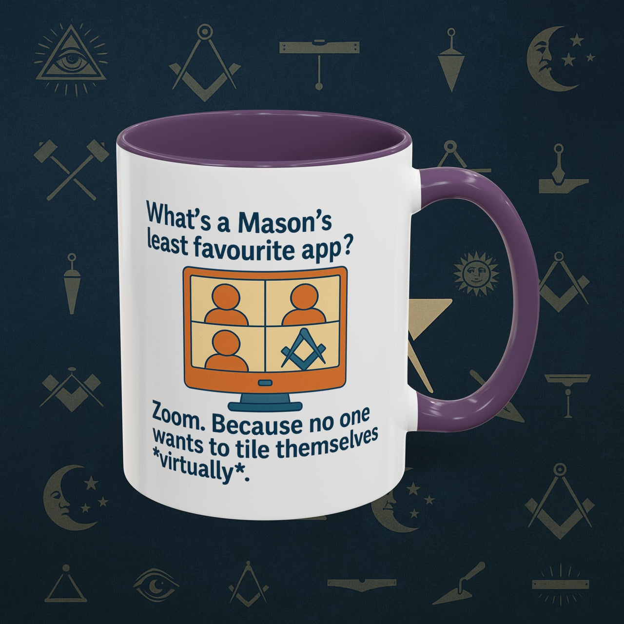 Masonic Mugs Ready to Go – Least Favourite App (Accent Coloured 11oz Mug) Printify
