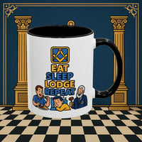 Masonic Mugs Ready to Go – Eat Sleep Lodge Repeat (Accent Coloured 11oz Mug) Printify