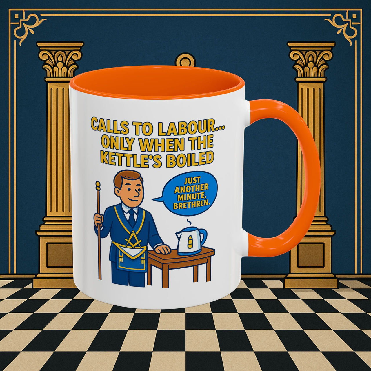 Masonic Mugs - Masonic Tea Break: Fraternal Humor in Comic Book Style, Junior Warden Printify