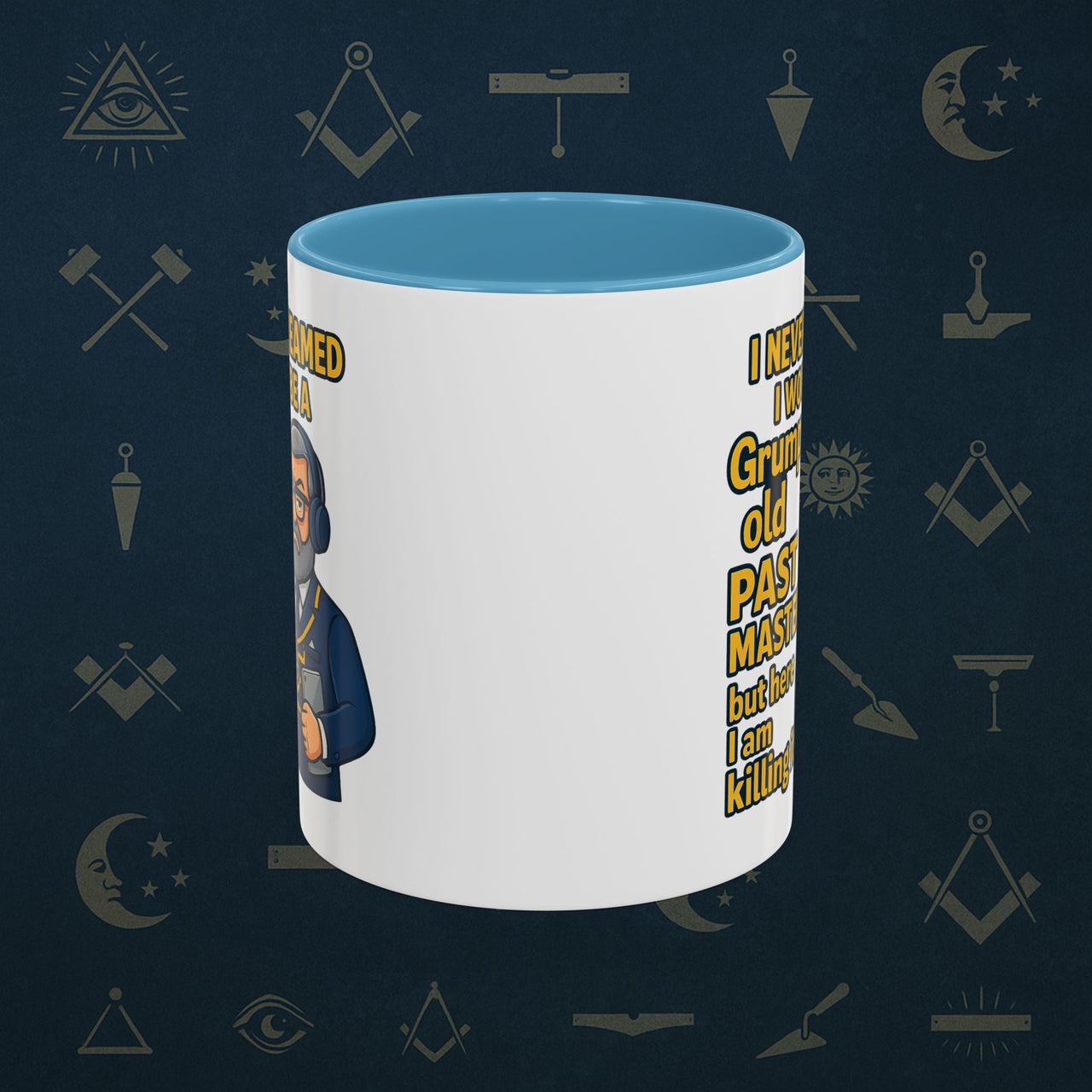 Masonic Mugs – Grumpy Old Past Master (Accent Coloured 11oz Mug) Printify