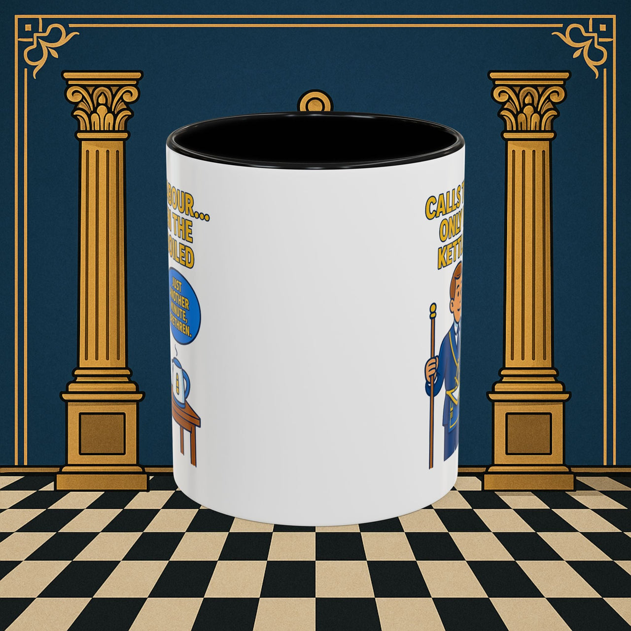 Masonic Mugs - Masonic Tea Break: Fraternal Humor in Comic Book Style, Junior Warden Printify
