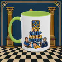 Masonic Mugs Ready to Go – Eat Sleep Lodge Repeat (Accent Coloured 11oz Mug) Printify