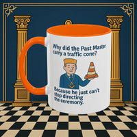 Masonic Mugs Ready to Go – Past Master with a Traffic Cone (Accent Coloured 11oz Mug) Printify