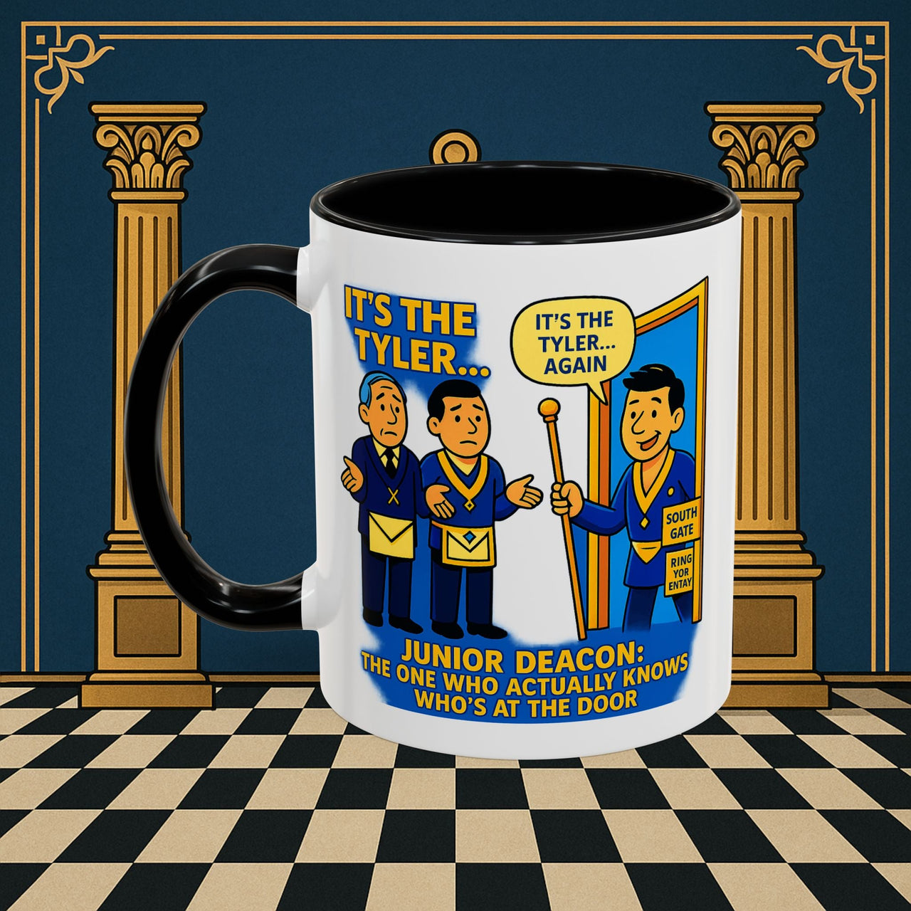 Masonic Mugs - Masonic Mysteries Unveiled: Lodge Leadership Comedy, Junior Deacon Printify
