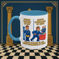Masonic Mugs - Day/Night Professional: Dual Persona Comic Illustration, Junior Warden Printify