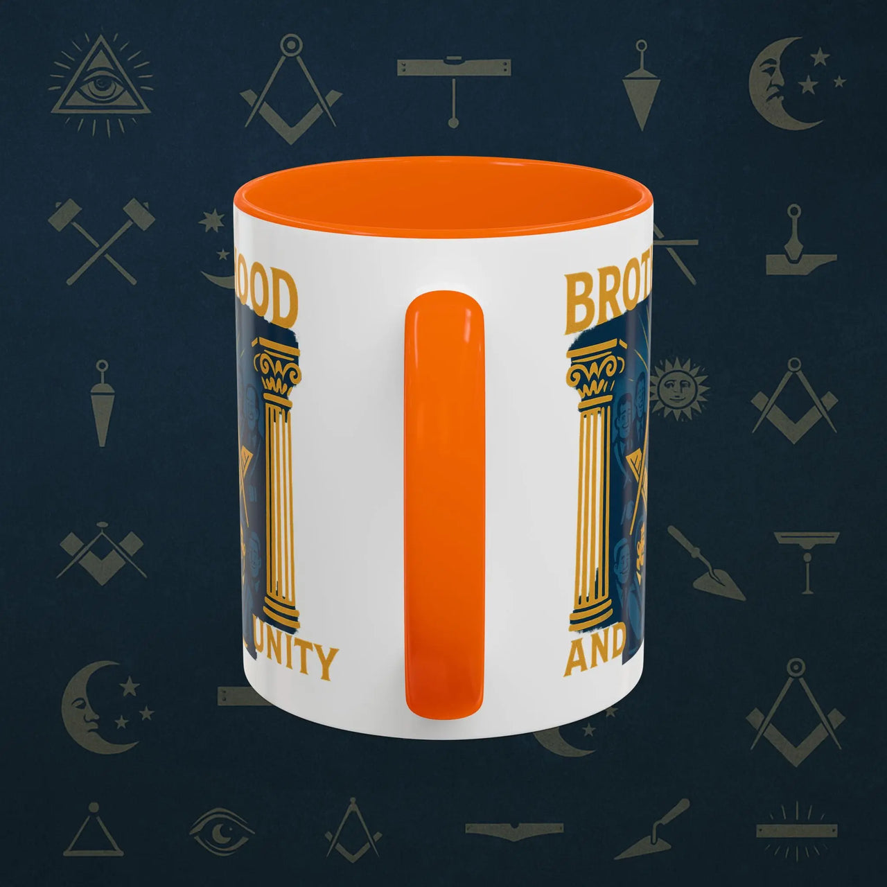 Masonic Mugs Ready to Go – Brotherhood and Unity (Accent Coloured 11oz Mug) Printify