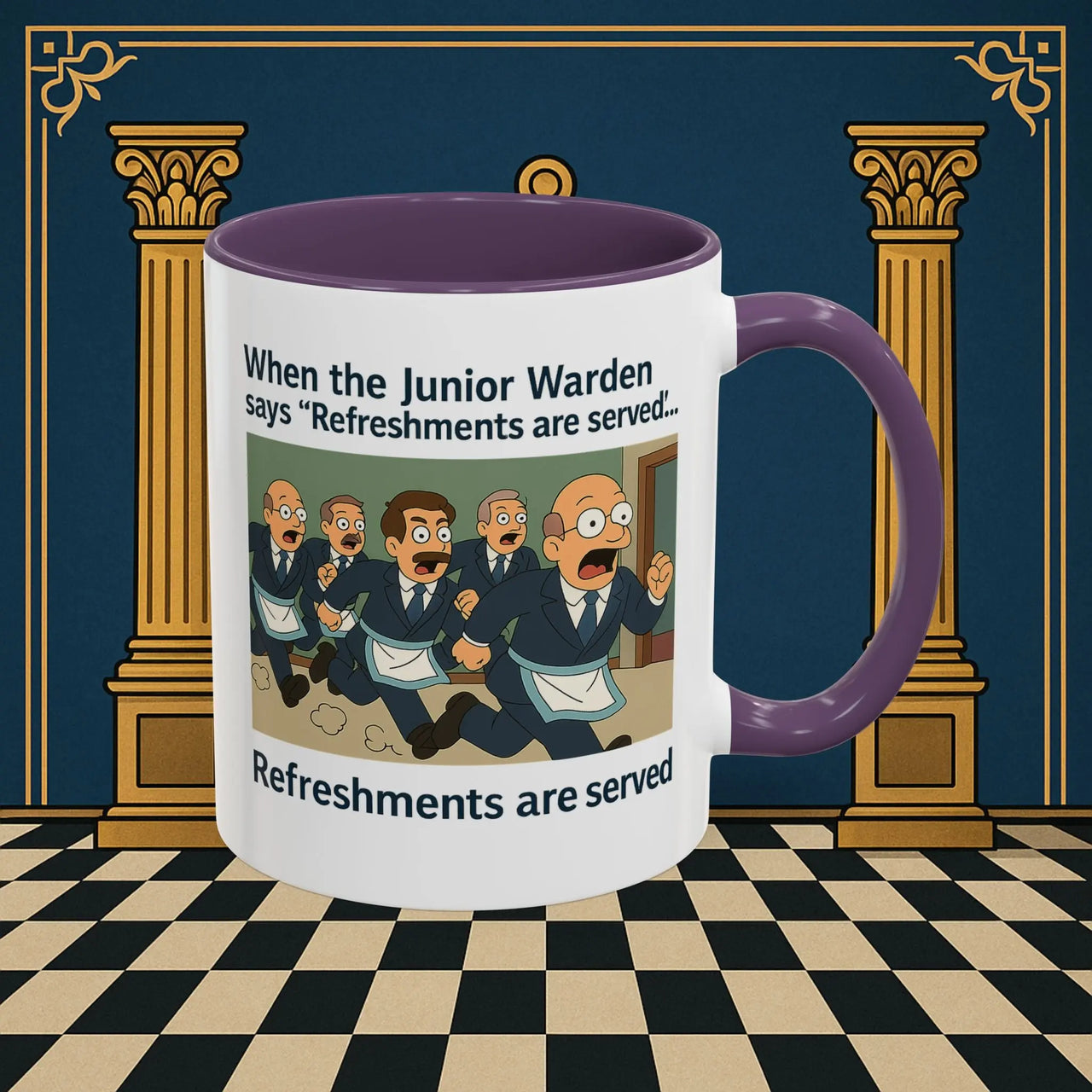 Masonic Mugs Ready to Go – Refreshments Are Served (Accent Coloured 11oz Mug) Printify