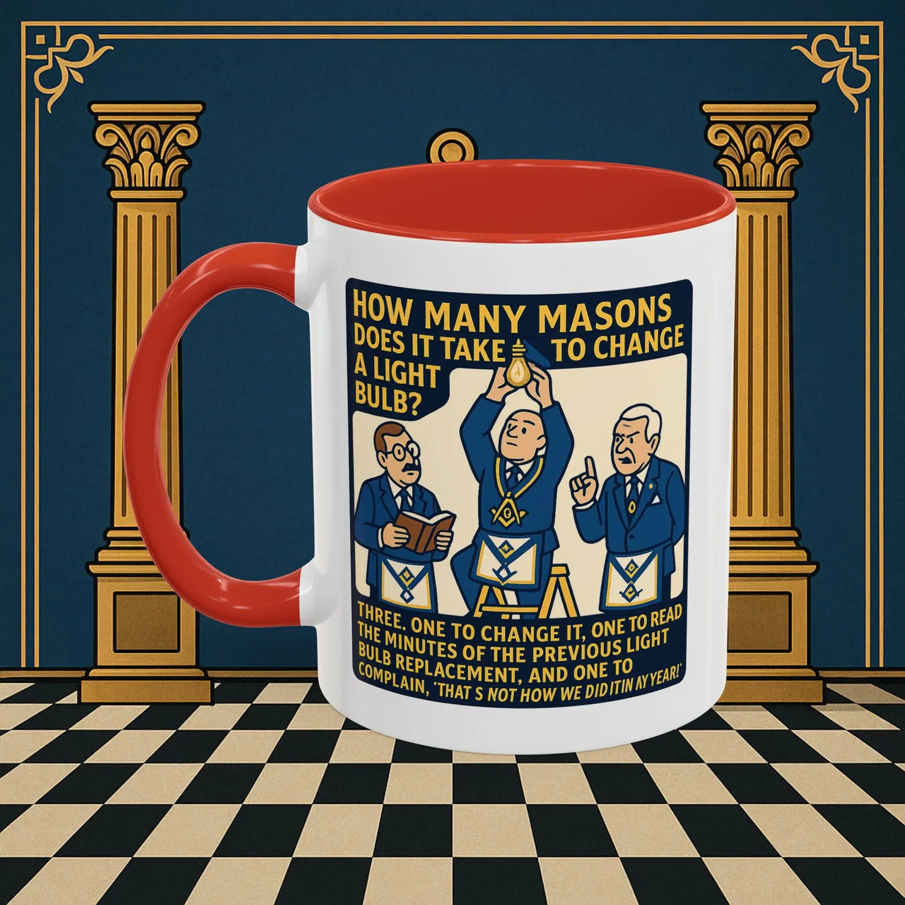 Masonic Mugs Ready to Go – How Many Masons? (Accent Coloured 11oz Mug) Printify
