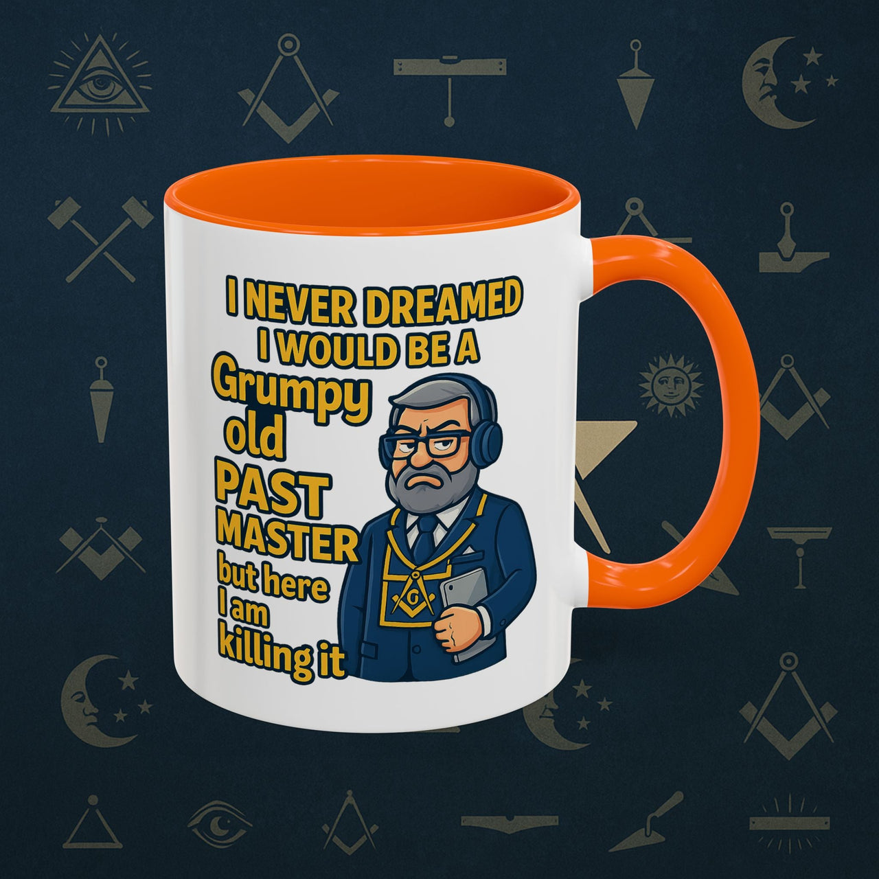 Masonic Mugs – Grumpy Old Past Master (Accent Coloured 11oz Mug) Printify