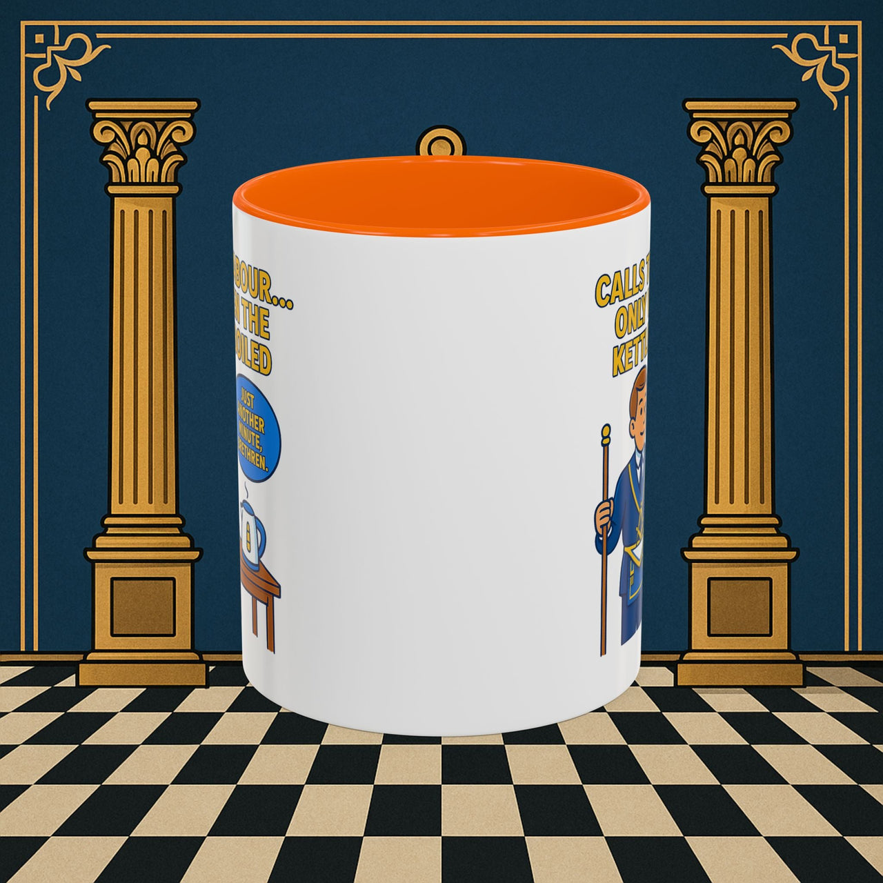 Masonic Mugs - Masonic Tea Break: Fraternal Humor in Comic Book Style, Junior Warden Printify