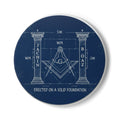 Masonic Square and Compass Ceramic Coaster | Freemason Symbol Coaster Printify