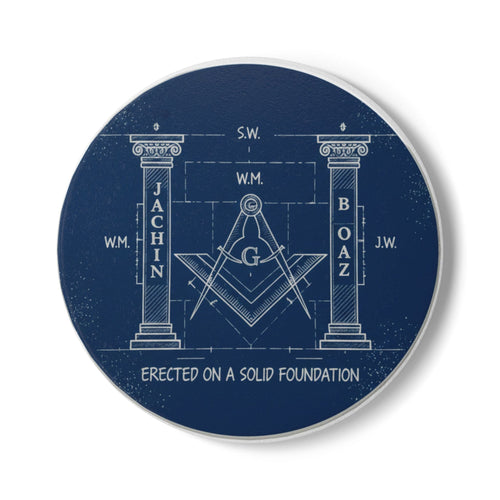 Masonic Square and Compass Ceramic Coaster | Freemason Symbol Coaster Printify
